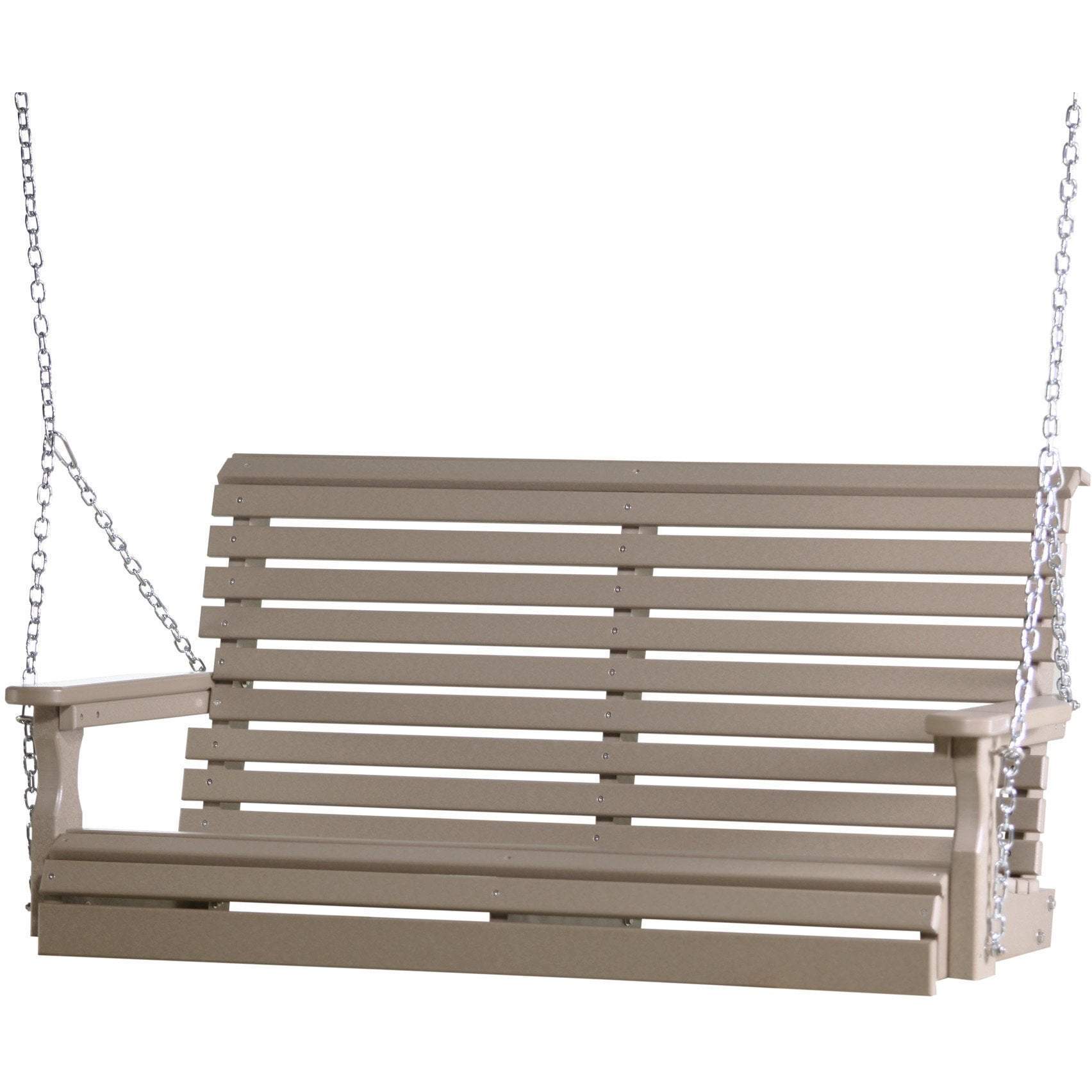 LuxCraft Weatherwood Rollback 4ft Recycled Plastic Porch Swing - Durable Outdoor Hanging Chair for Patio, Garden & Backyard Relaxation