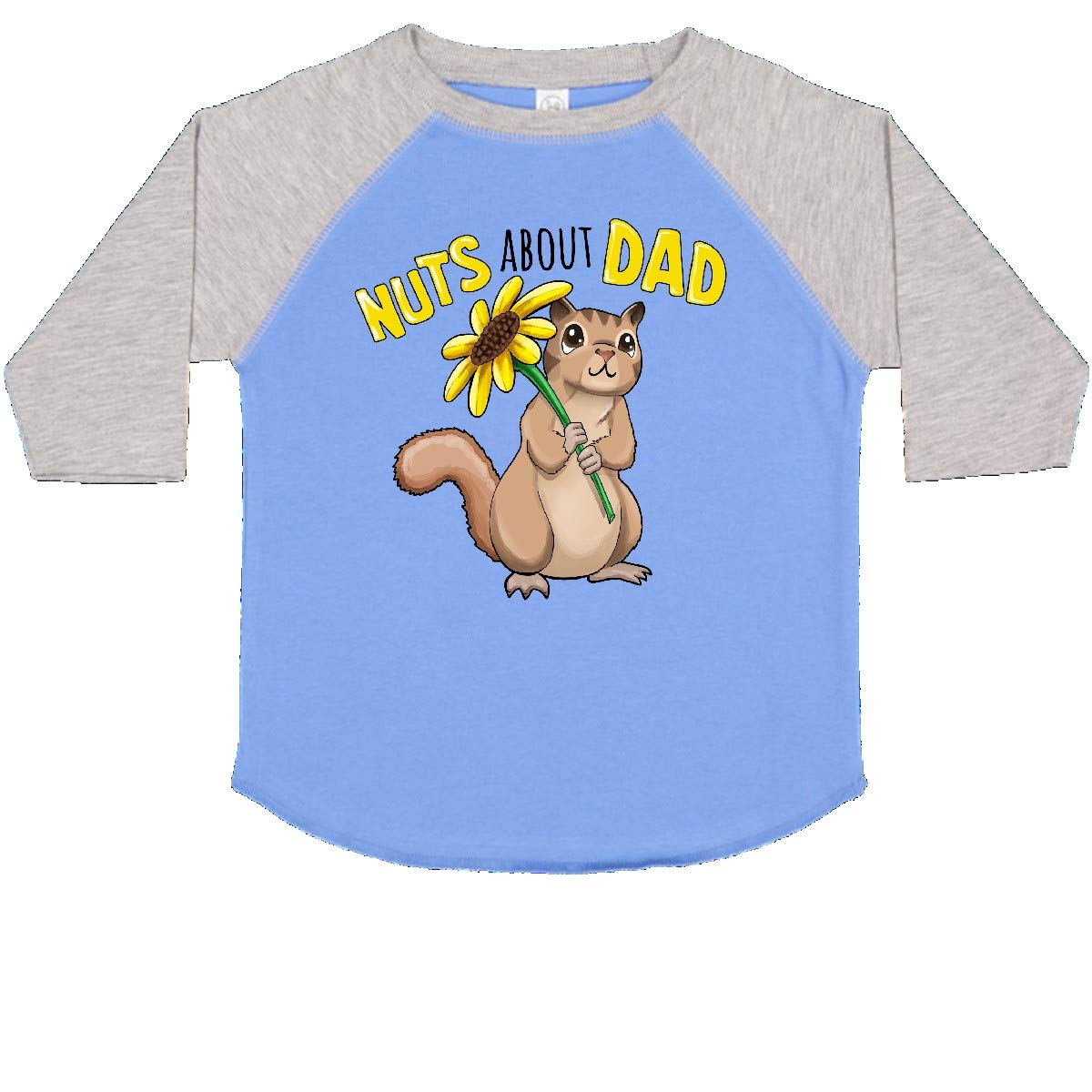 Inktastic Nuts About Dad Cute Chipmunk with Sunflower Toddler T-Shirt - Adorable Graphic Tee for Kids, Fathers Day Gift, Casual Playwear