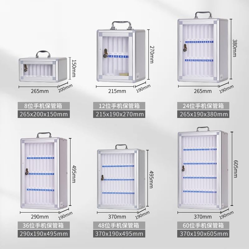 Aluminum Alloy Phone Lock Box with Transparent Door - 12/24/36/48 Slots for Classroom, Meeting & Office Use - Secure Mobile Device Storage for Students, Teachers & Professionals (36 Slots, 60 Size)