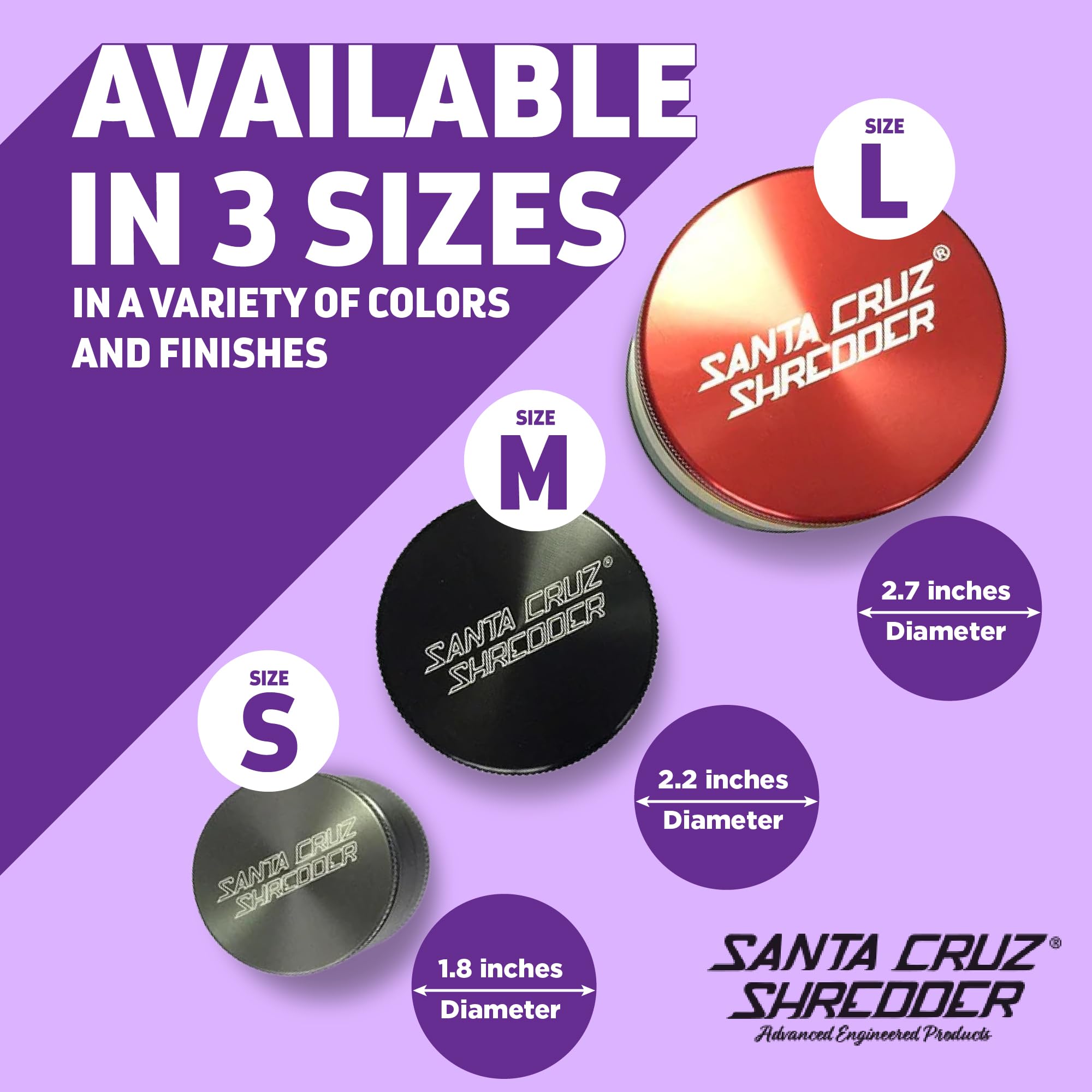 Santa Cruz Shredder 3-Piece Small Metal Herb Grinder (1.7