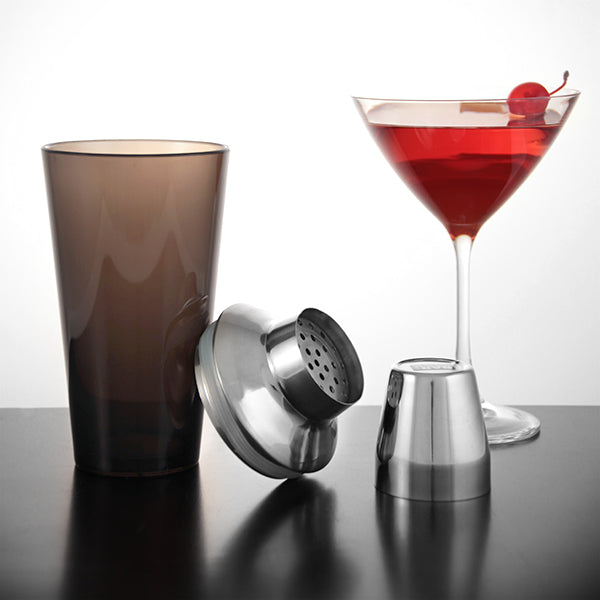 3-Piece Plastic Mixing Glasses with Stainless Steel Midsections - 16 oz (Color Options) - Perfect for Cocktails, Smoothies & Kitchen Measuring