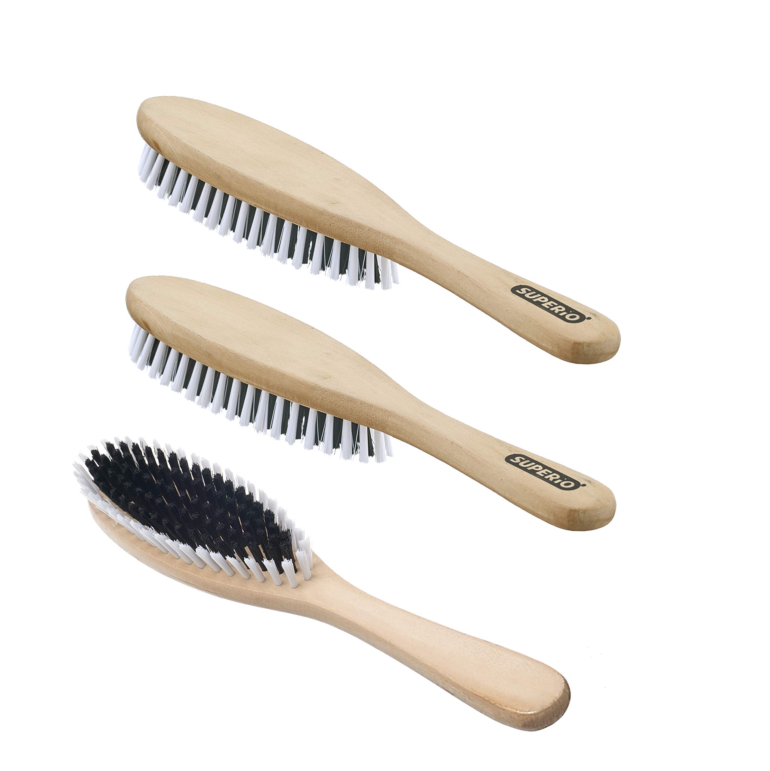 Premium Clothes Brush Set - 3 Pack with Sturdy Bristles for Lint, Pet Hair & Dust Removal | Garment, Wool Suit & Suede Care | Durable Wood Handle Hat & Fabric Brush | Perfect for Wardrobe Maintenance & Pet Owners