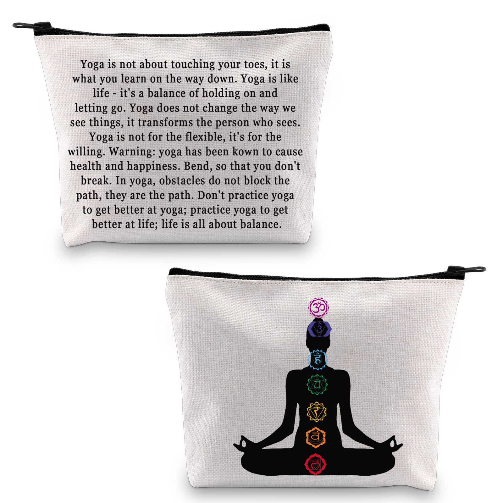 Premium Yoga Accessories Makeup Bag for Yoga Instructors & Teachers - Spiritual Meditation Gift with Zipper - Travel Pouch for Yoga Class, Gym & Daily Essentials Storage