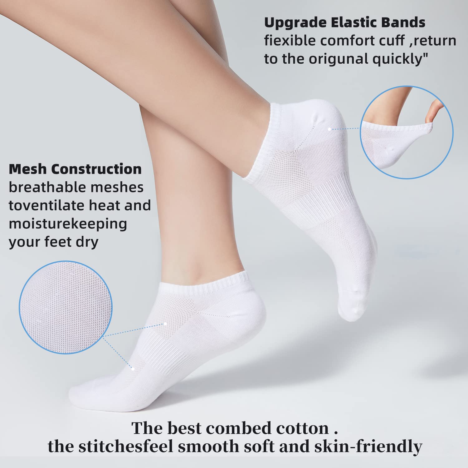 8 Pairs Women's & Men's Ankle Socks - Soft Thin Cotton Athletic Running No Show Socks for Casual, Sports & Daily Wear - Breathable Summer Low Cut Socks for Gym, Workout & Outdoor Activities