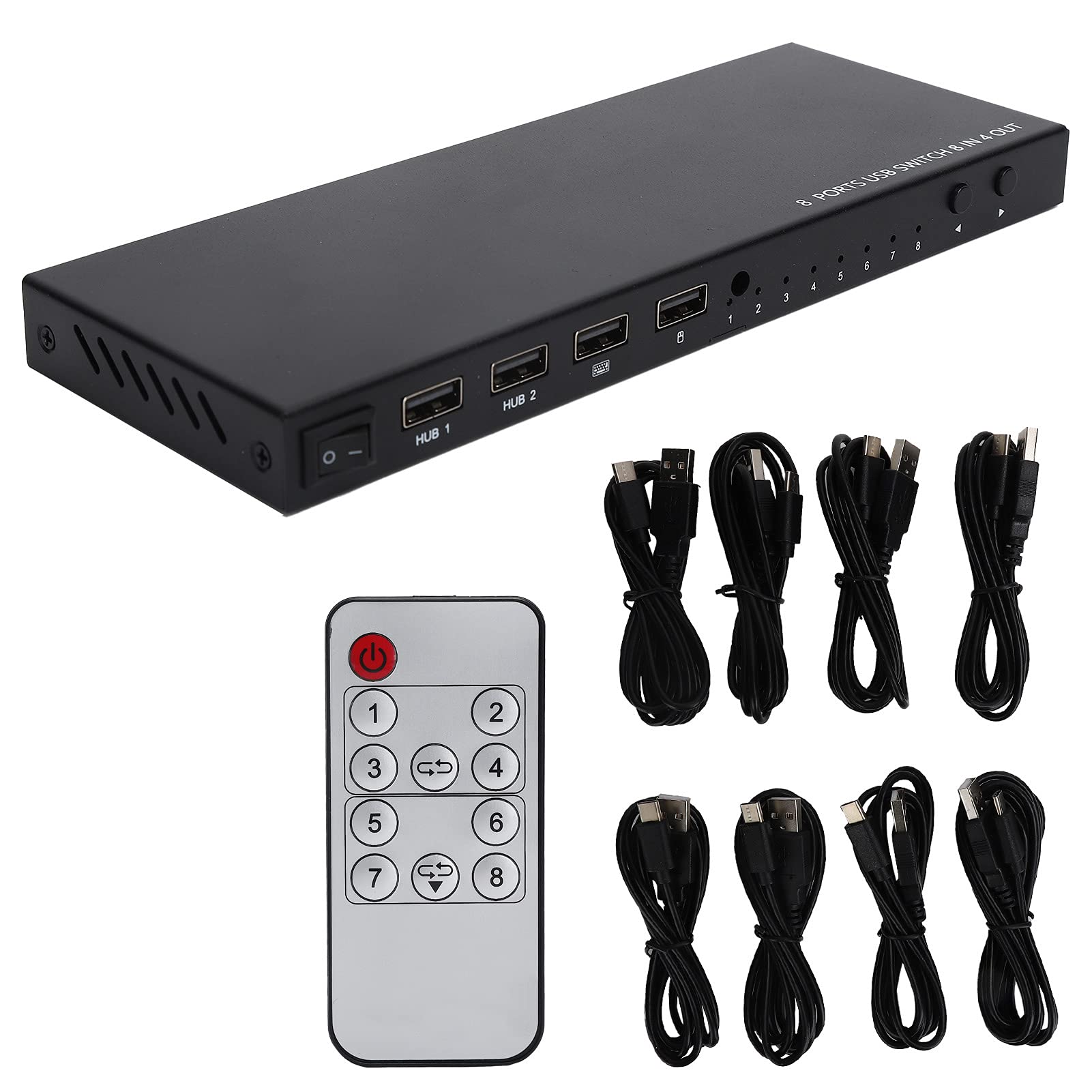 Emoshayoga 8 In 4 Out HDMI KVM Switch with USB 2.0 - 4K High-Definition Multimedia Interface Switcher & Remote Control for Home Office, Gaming, and Server Management