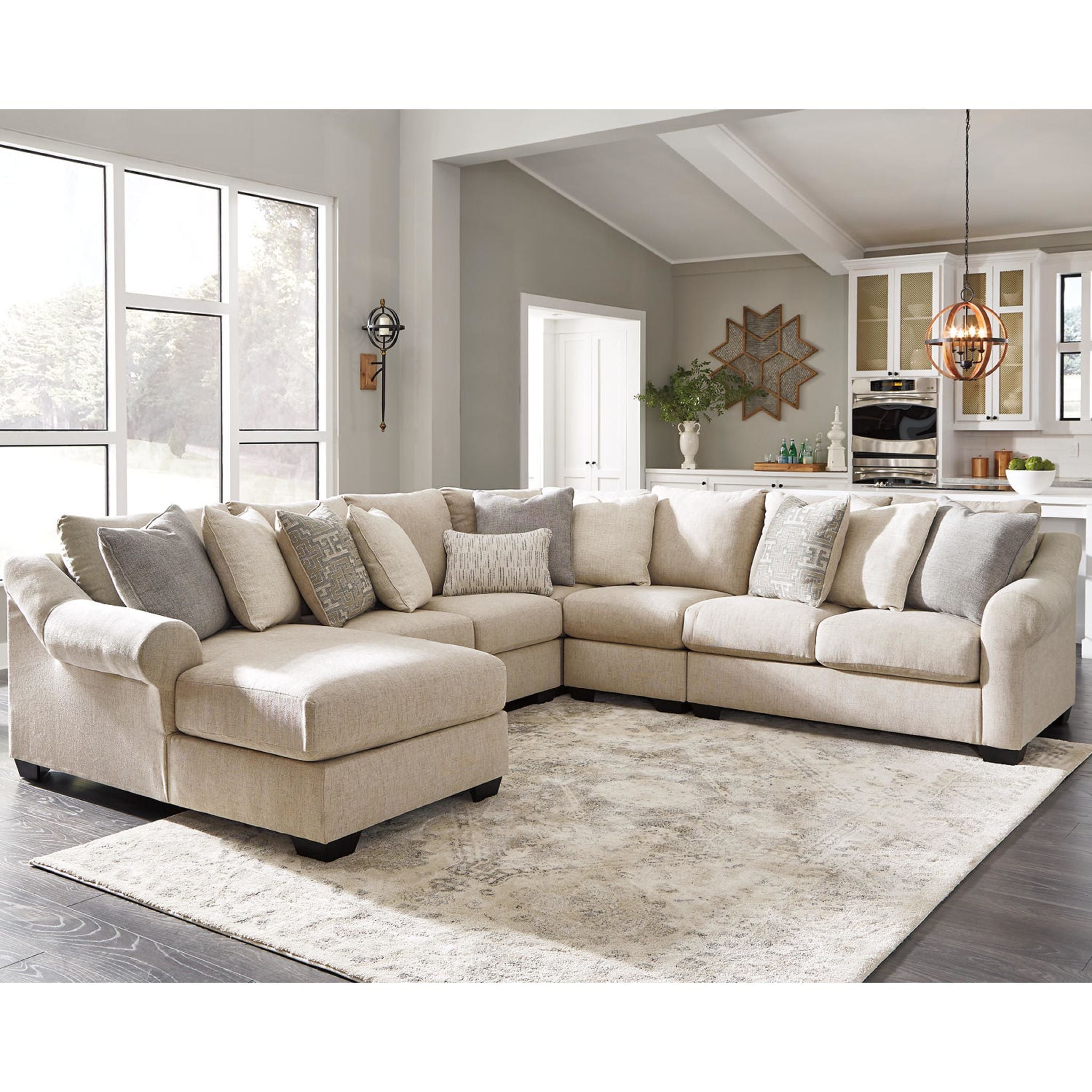 Carnaby Exclusive 5-Piece Sectional Sofa Set - Modern L-Shaped Living Room Couch with Chaise for Home, Apartment & Office
