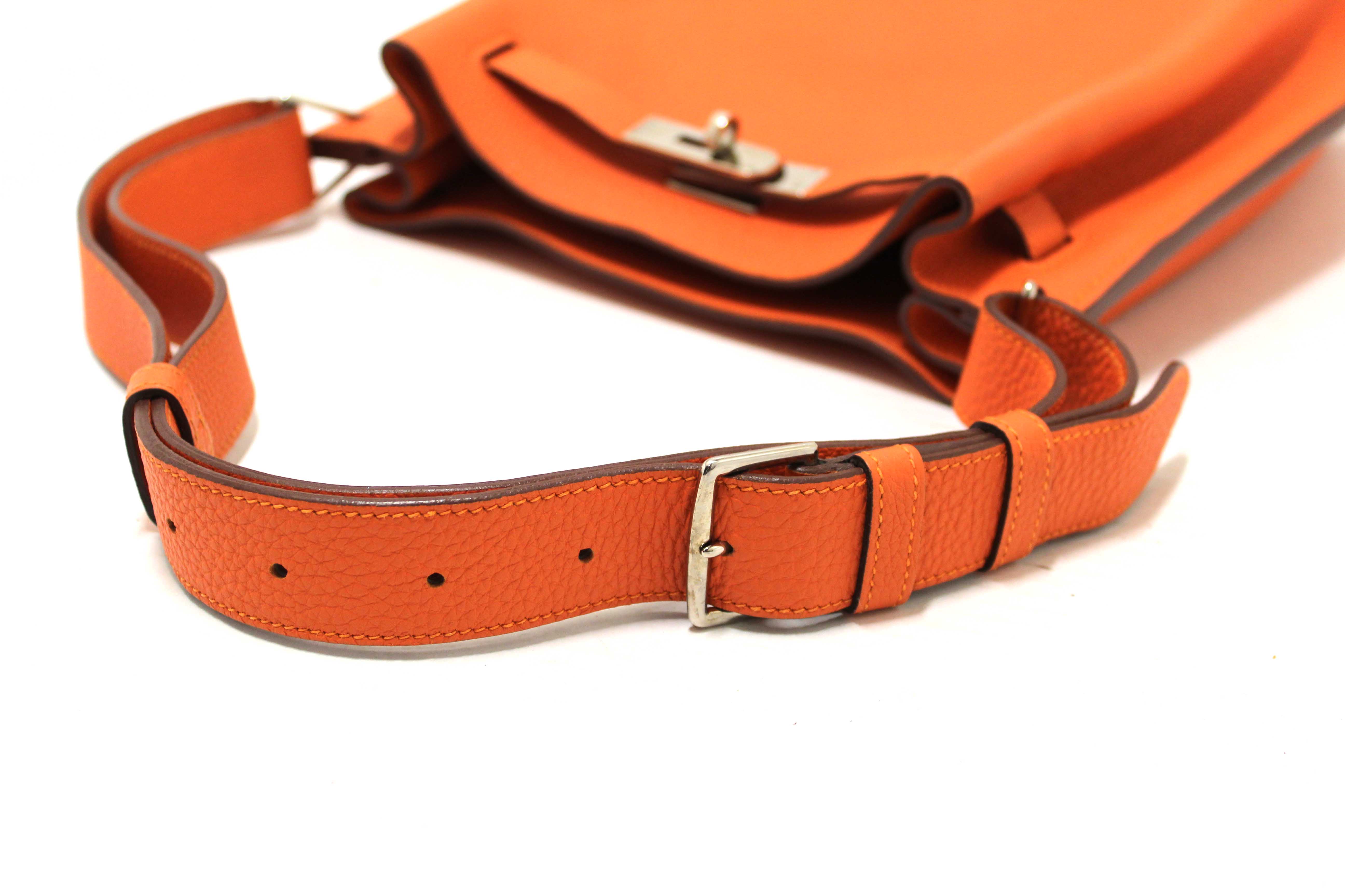 Authentic Hermes Orange Togo Leather So Kelly 22 Bag with Palladium Hardware - Luxury Shoulder Bag for Women, Perfect for Work, Travel & Special Occasions