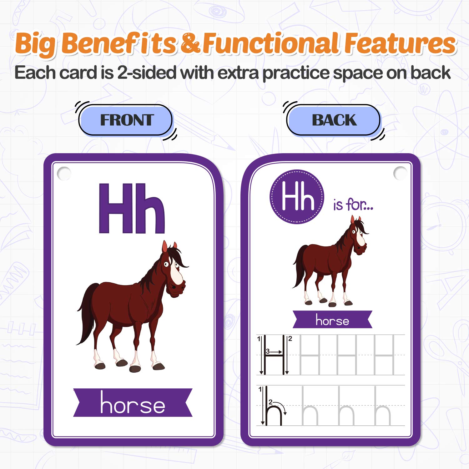 Alphabet Flash Cards for Toddlers - 4 Set Learning Cards for Numbers, Letters & Shapes | Tracing Activities for Kindergarten Kids