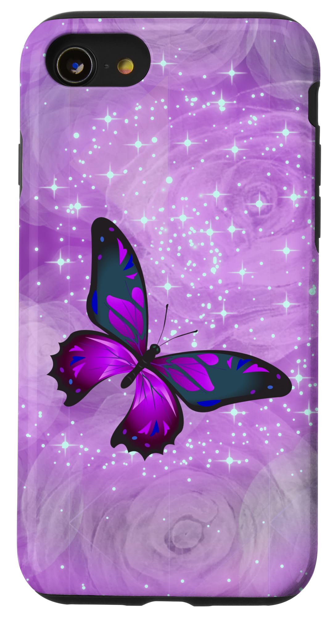 Rose Purple Butterfly Phone Case for iPhone SE (2020)/7/8 - Starry Sky Design, Slim Protective Cover for Women Girls - Perfect for Daily Use, Travel & Gift Giving