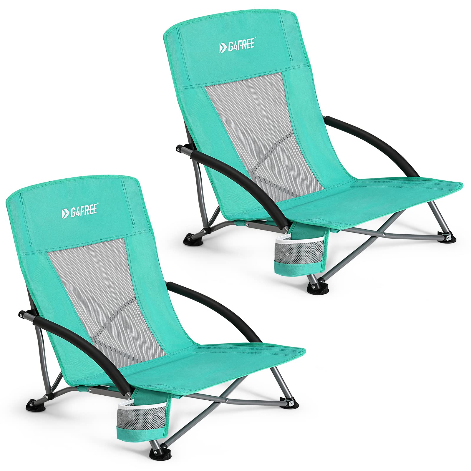 G4Free Folding Beach Chair with Mesh Back - Portable Backpack Camping Chair for Adults, Perfect for Beach, Picnic, Travel & Outdoor Relaxation