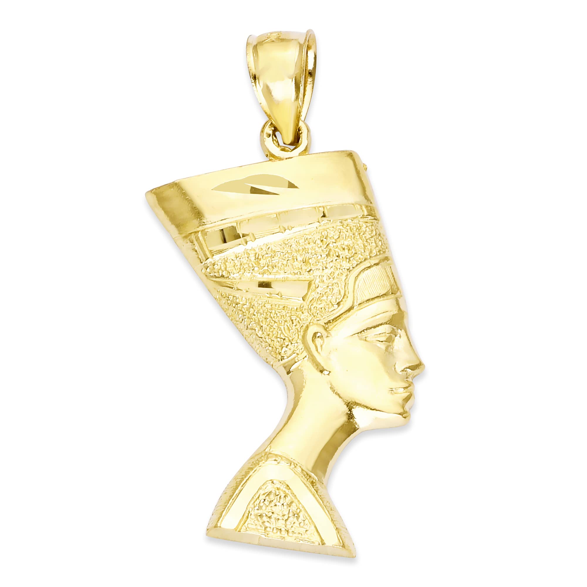 10K Solid Gold Nefertiti Bust Pendant Necklace - Egyptian Queen Jewelry for Women - Ancient Egyptian Inspired Gift for Her - Perfect for Birthdays, Anniversaries & Historical Fashion Enthusiasts