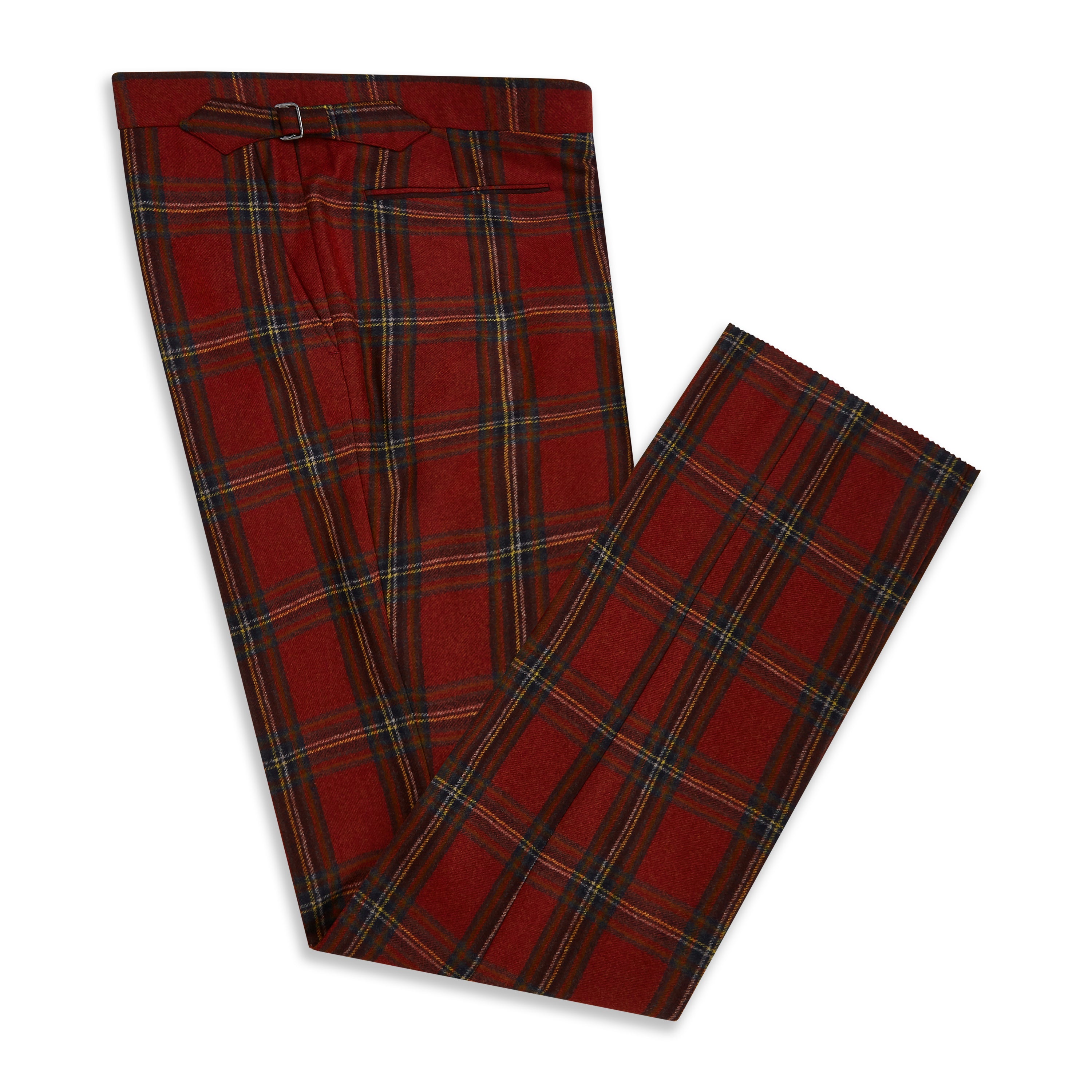 Barney Red Tartan Check Trousers for Men - Classic Plaid Pants with Comfort Fit & Stretch Fabric - Perfect for Casual Wear, Office & Holiday Outfits