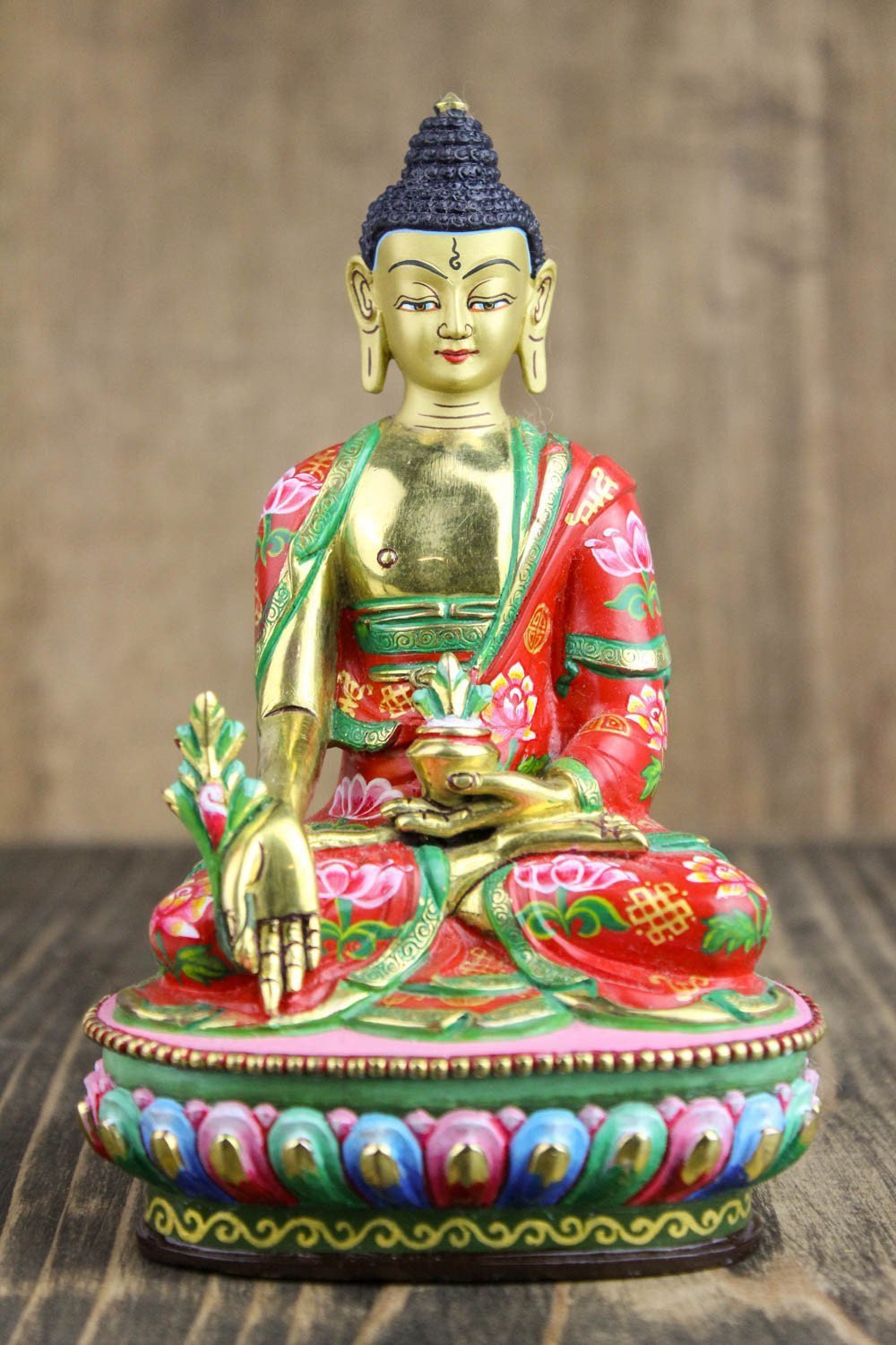 7 Inch Hand Painted Medicine Buddha Statue - Tibetan Buddhist Decor for Home Altar, Meditation Room & Spiritual Healing Space