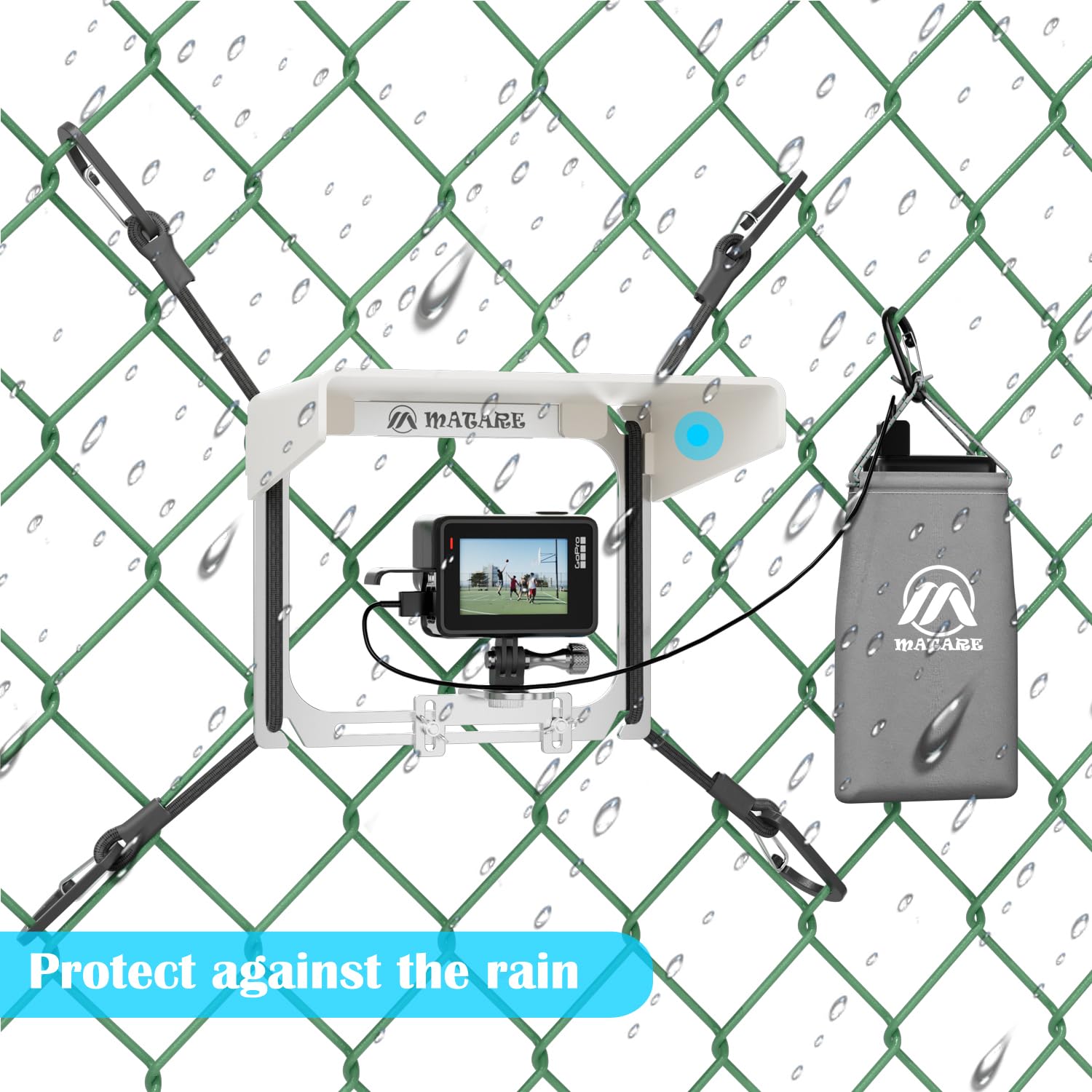 Cell Phone Fence Mount with Sunshade - Universal Mounting Kit for iPhone, Mevo Start, GoPro & Action Cameras - Perfect for Recording Baseball, Softball & Tennis Games (Mini Plus) - Ideal for Sports Coaches, Parents & Content Creators