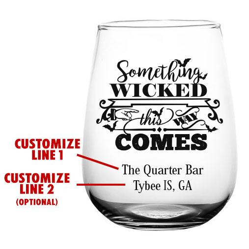Customizable 17oz Stemless Wine Glass - Something Wicked Design - Perfect for Halloween Parties, Gifts & Home Bar Decor