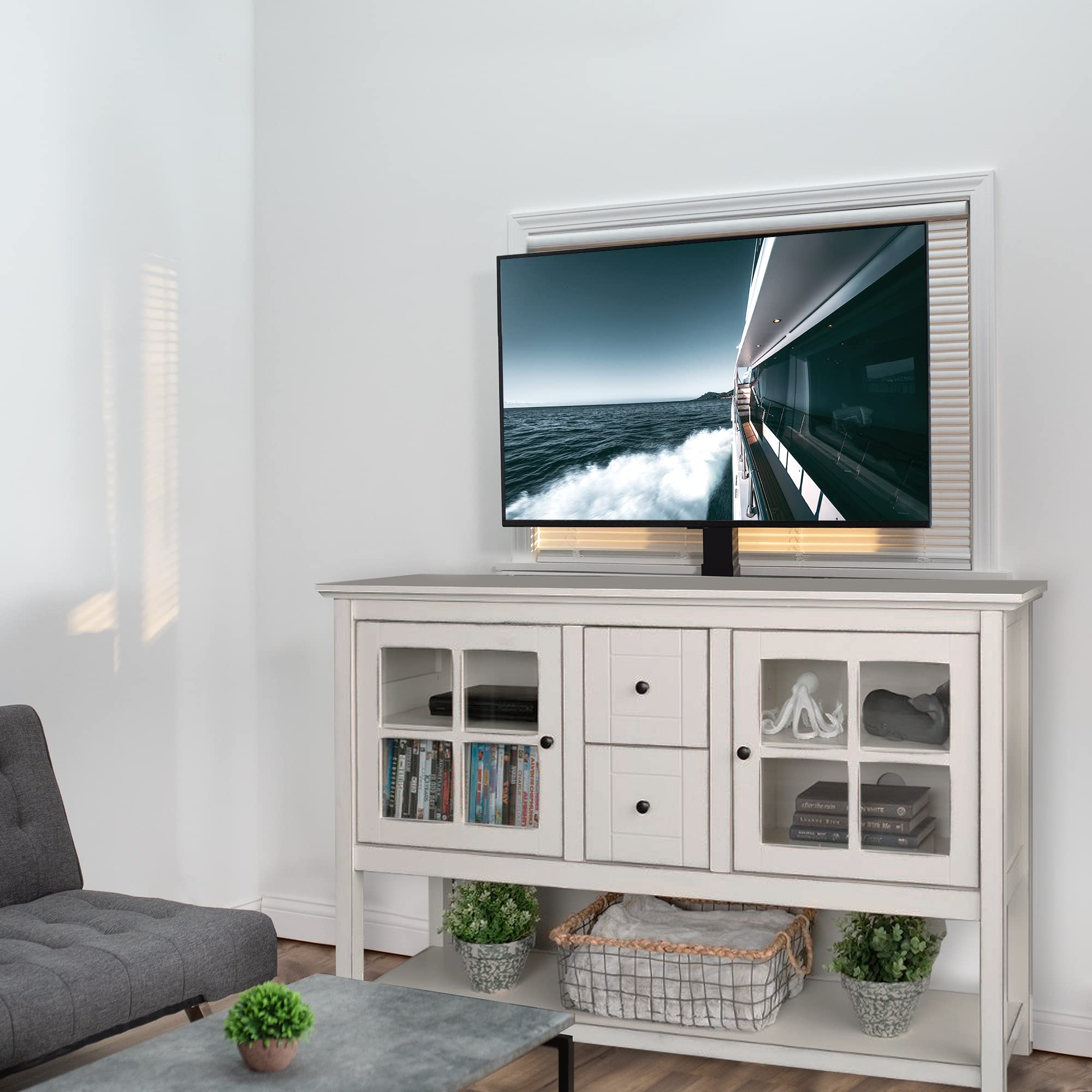 VIVO Motorized TV Stand for 32 to 48 inch Screens - Vertical Lift TV Mount with Remote Control, Space-Saving Design, MOUNT-E-UP44 - Perfect for Living Rooms, Bedrooms, and Home Theaters