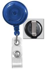 Royal Blue Round Translucent Plastic Badge Reel with Belt Clip & Clear Vinyl Strap - 100 Pack for ID Cards, Keys & Work Badges - Perfect for Offices, Hospitals, Schools & Conventions