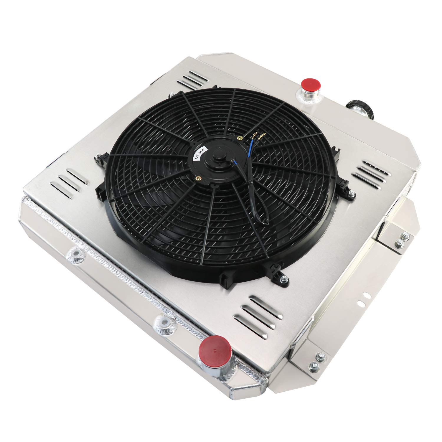 AlloyWorks 3-Row Aluminum Radiator with Shroud Fan & Relay Kit for 1960-1962 Chevy C10 C20 K10 K20 K30 & GMC Apache Pickup Trucks - AT/MT V8 Engine Cooling Upgrade - Perfect for Restoration & Off-Road Performance