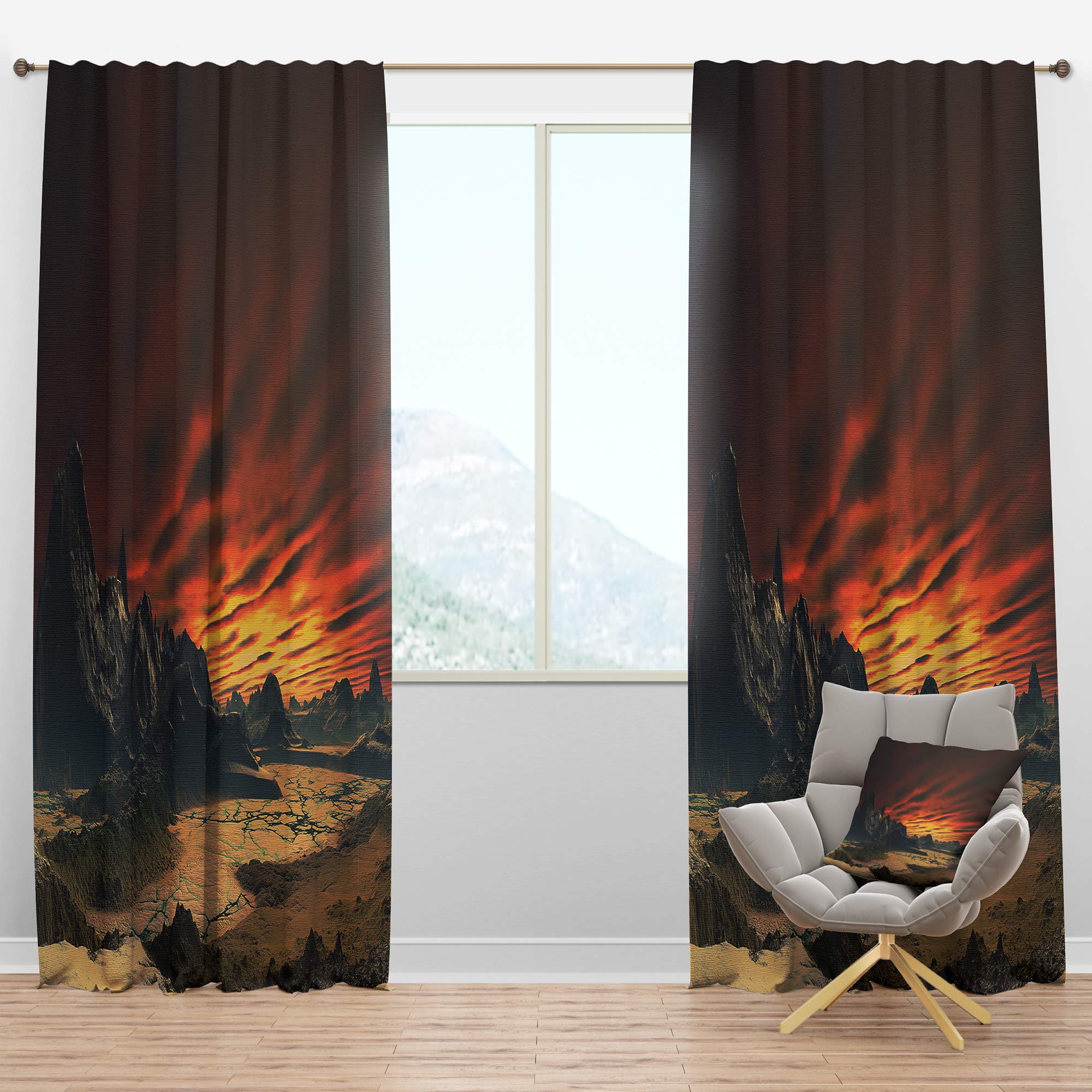 DesignQ Blackout Curtains 'Beautiful Alien Planet Traos' - Thermal Insulated Single Panel (52x90 inches) for Bedroom & Living Room - Space Themed Window Drapes for Better Sleep & Home Decor