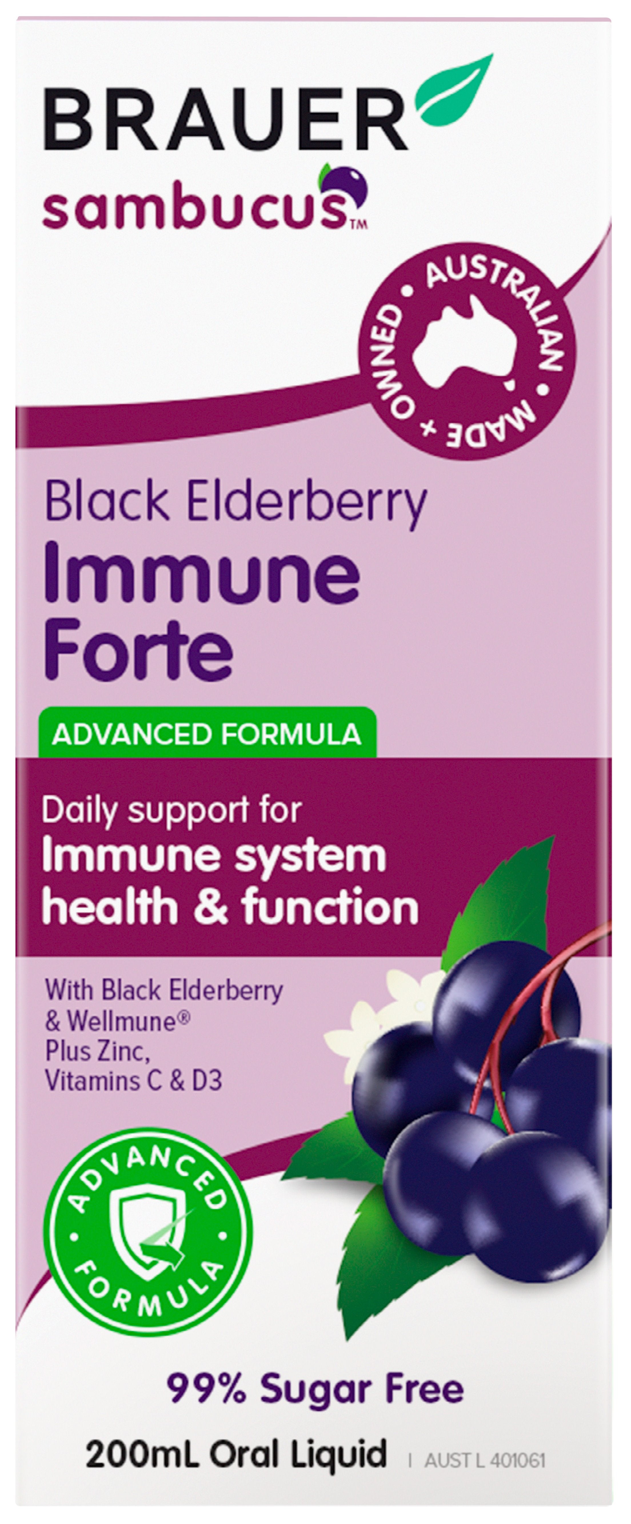 Brauer Sambucus Black Elderberry Immune Support Supplement - Boost Immunity & Wellness - Perfect for Cold & Flu Season, Travel & Daily Health