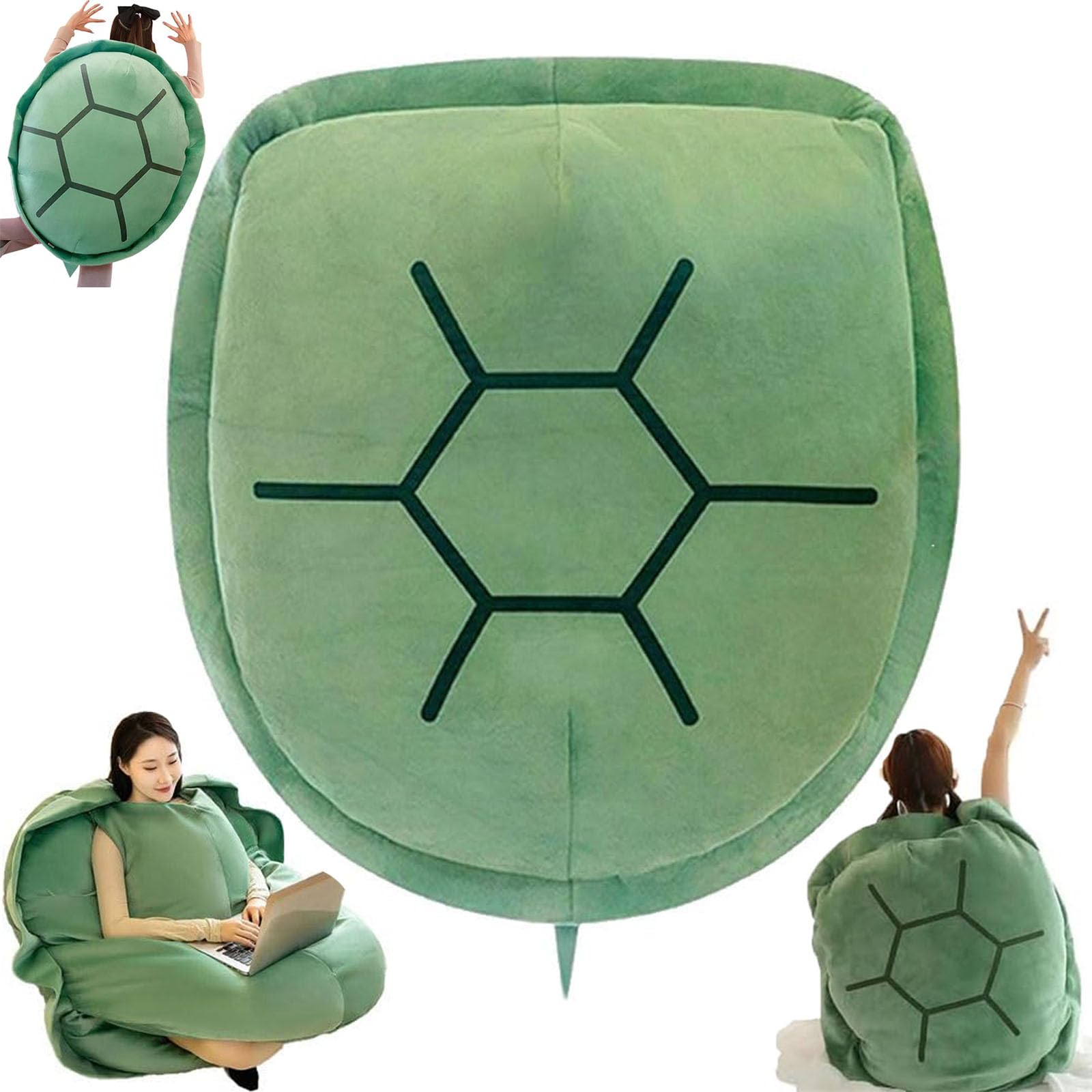 2024 Giant Wearable Turtle Shell Pillow - 52in Green Adult Body Pillow for Cosplay, Lounge & Comfort | Multi-Functional Costume, Couch Cushion & Funny Gift