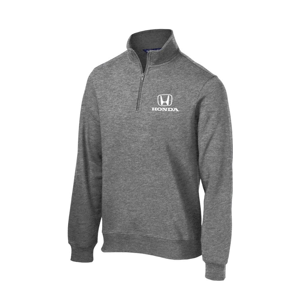 Honda Heather Gray Quarter Zip Sweater for Men - Lightweight Pullover Fleece Jacket for Casual Wear, Golf, Outdoor Activities