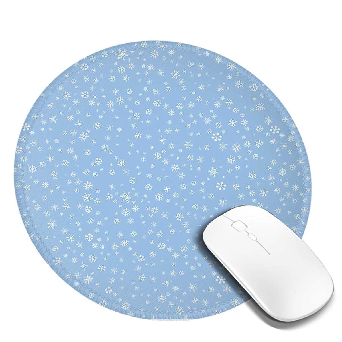 Small Mouse Pad for Laptop & Wireless Mouse - Non-Slip Rubber Base, Waterproof Desk Mat (7.9x7.9x0.12 inches) - Perfect for Home Office, Gaming & Travel - Snowflake Design