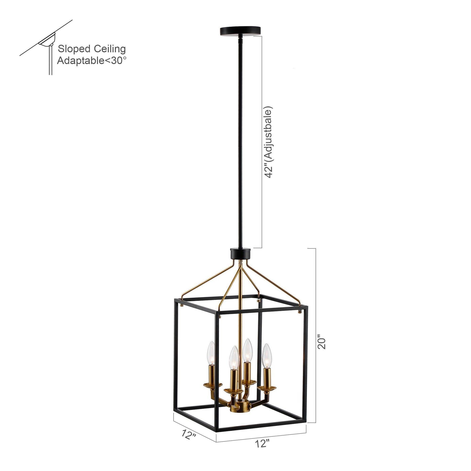 Haymarket 4-Light Matte Black and Gold Cage Chandelier - Modern Farmhouse Lighting Fixture for Dining Room, Bedroom, or Entryway