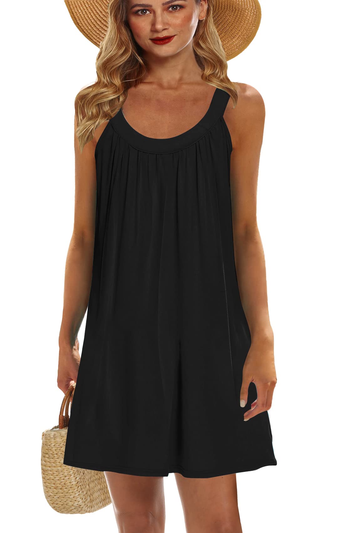 Bluetime Women's Sleeveless Halter Floral Beach Cover Up Dress - Lightweight Swimsuit Coverup for Pool, Vacation & Summer Outfits