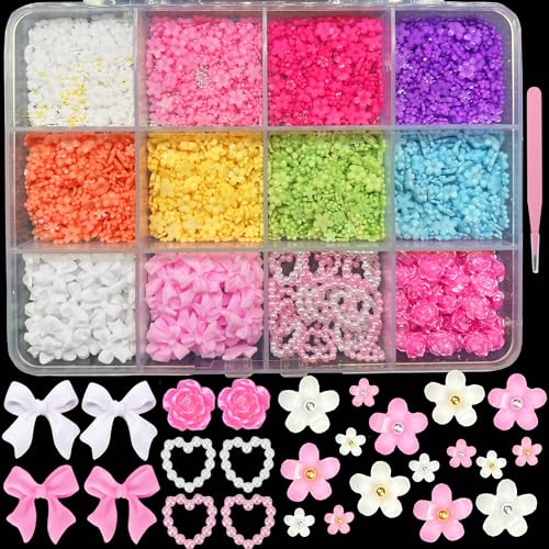 3D Flowers and Bows Nail Charms Set B