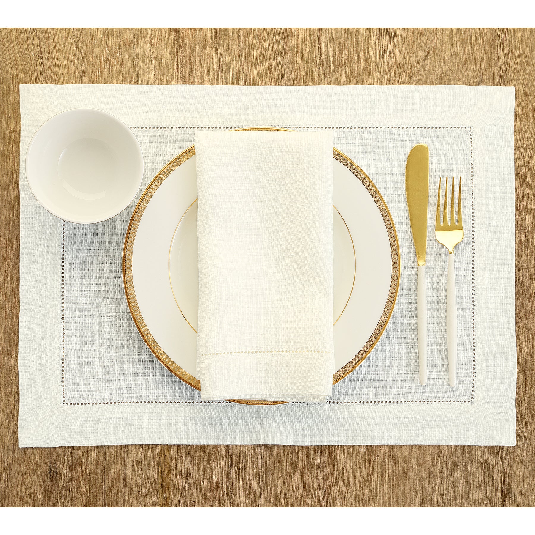 Elegant Classic Hemstitch Placemats Set of 4 - Premium Linen Table Mats for Dining Room Decor - Perfect for Thanksgiving, Christmas Dinner & Formal Entertaining
