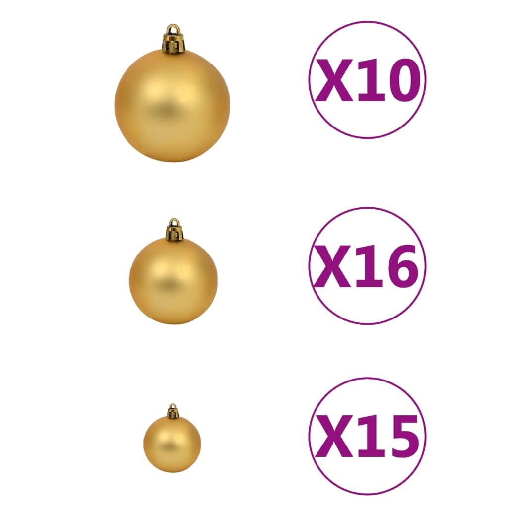 vidaXL 7ft Pre-Lit Artificial Christmas Tree with 300 LED Lights, Realistic PE Needles, Decorative Balls & Tree Topper, Sturdy Metal Stand - Perfect for Living Room, Office & Holiday Decorations
