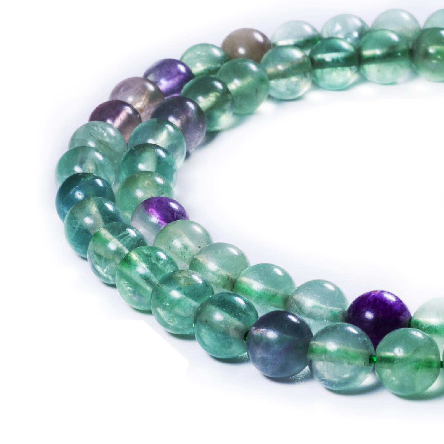 BEADNOVA Natural Fluorite Beads 6mm Round Loose Gemstone for Jewelry Making - 60-62pcs Healing Crystal Beads with Stretch Cord - DIY Bracelets, Necklaces & Energy Healing Jewelry