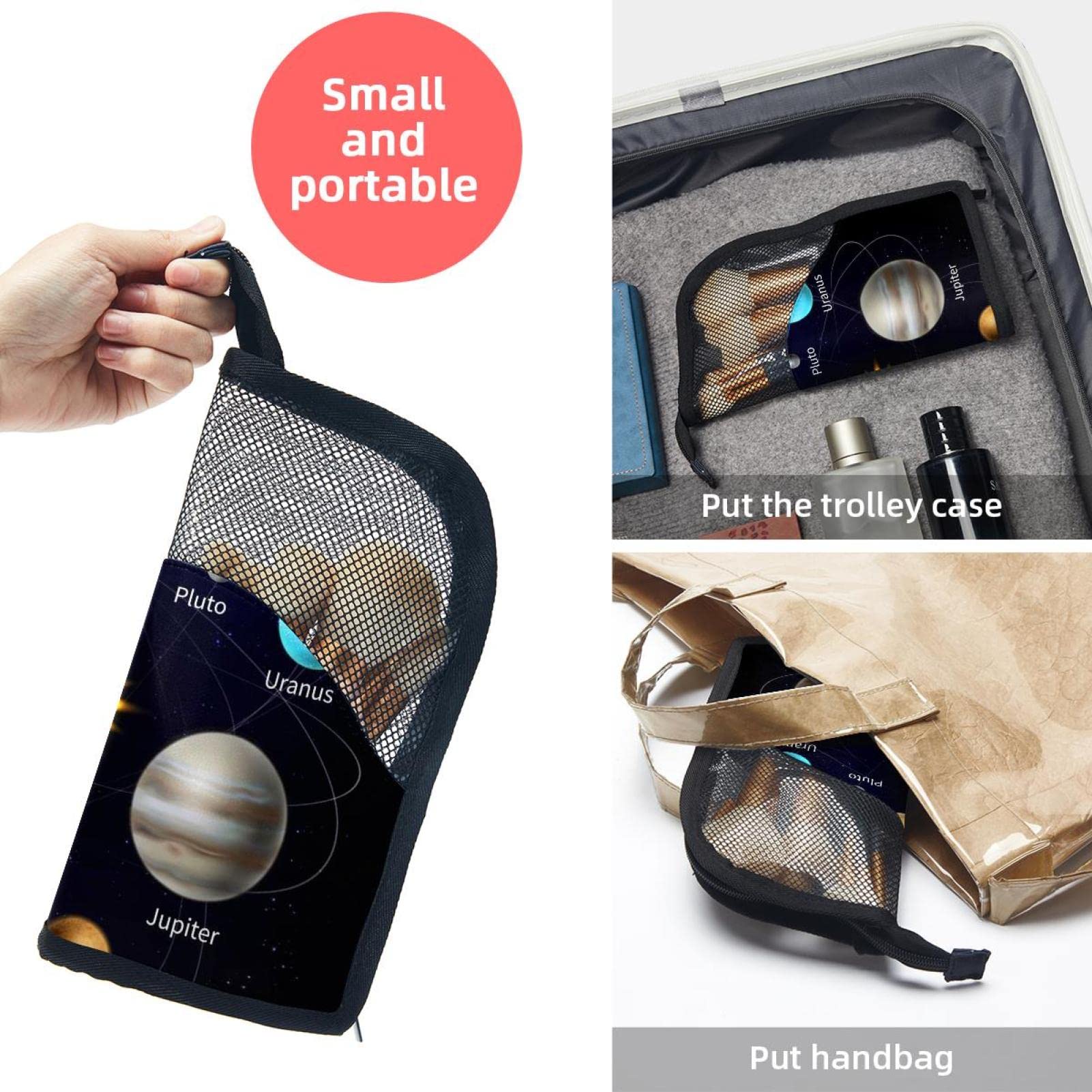 12-Piece Makeup Brush Organizer Bag with Solar System Design - Portable Cosmetic Brush Holder Case for Travel & Home Storage - Includes Planet Names for Educational Fun