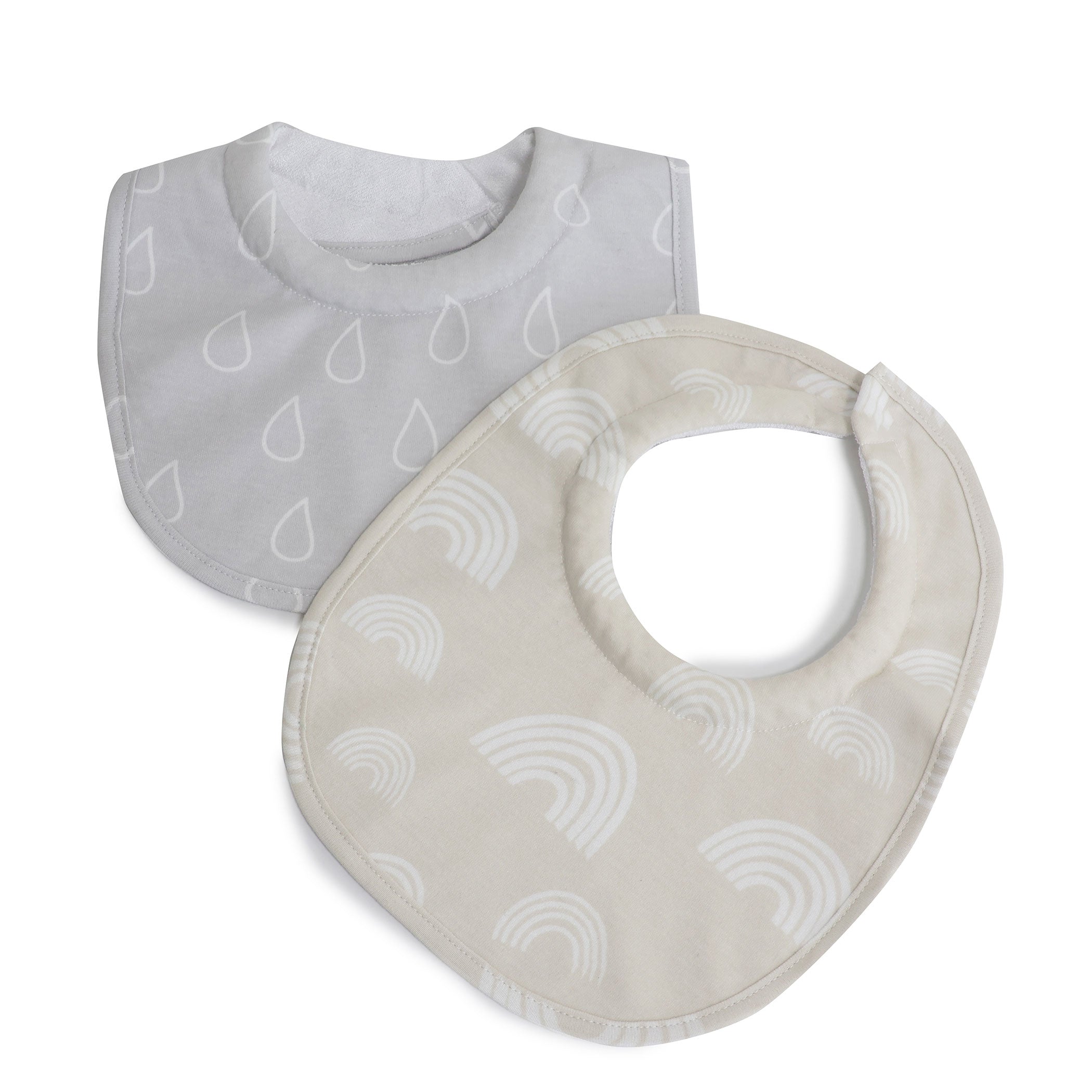 Nordic Style 2-Pack Baby Dribble Bibs - Soft Cotton Drool Bibs for Infants (Grey/Sand) - Perfect for Feeding, Teething & Everyday Use