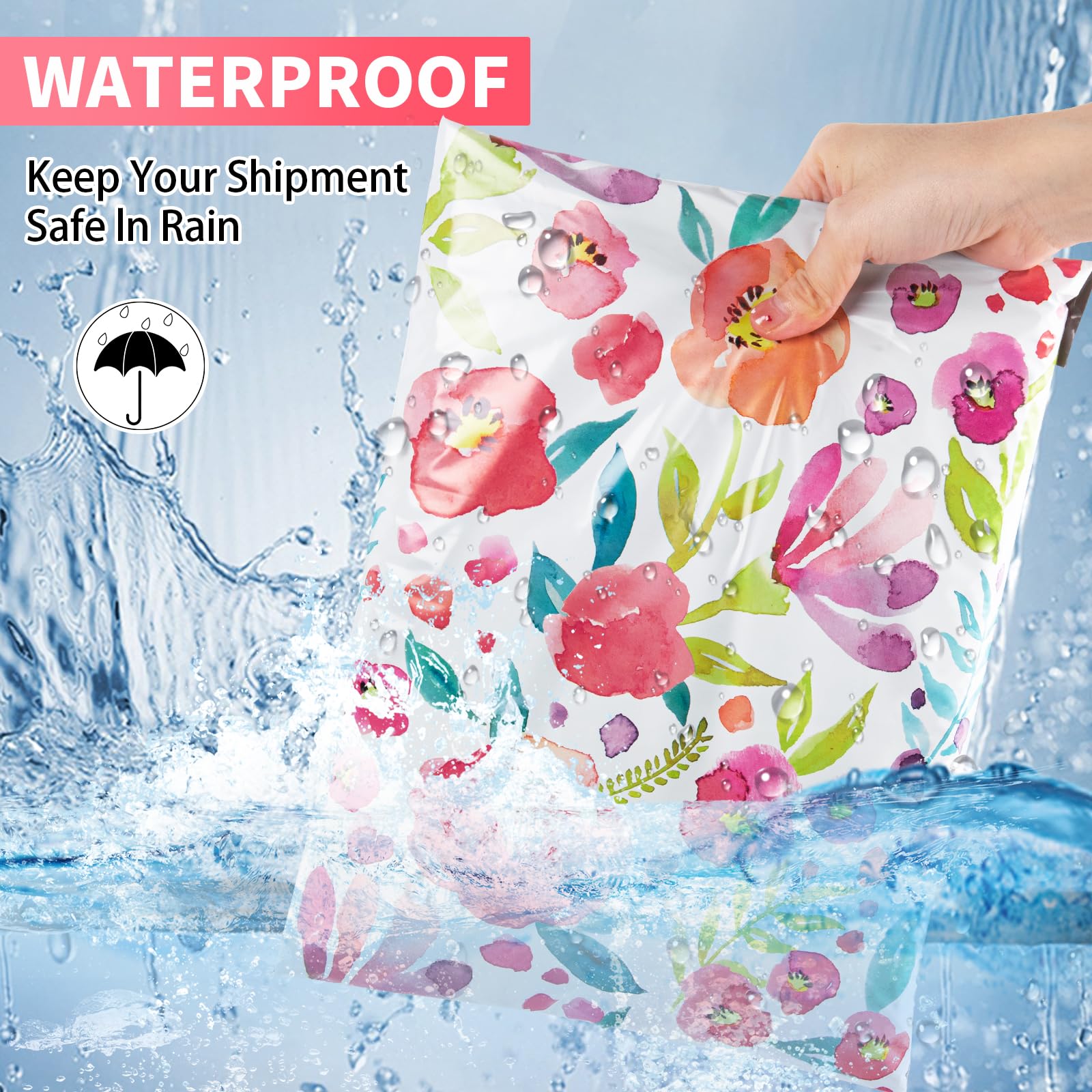 Oududianzi 6x9 Poly Mailers - 50 Pack Shipping Bags for Small Business, Clothes & Ecommerce | Waterproof Mailing Envelopes for Online Stores, Subscription Boxes & Retail Packaging - Floral Design