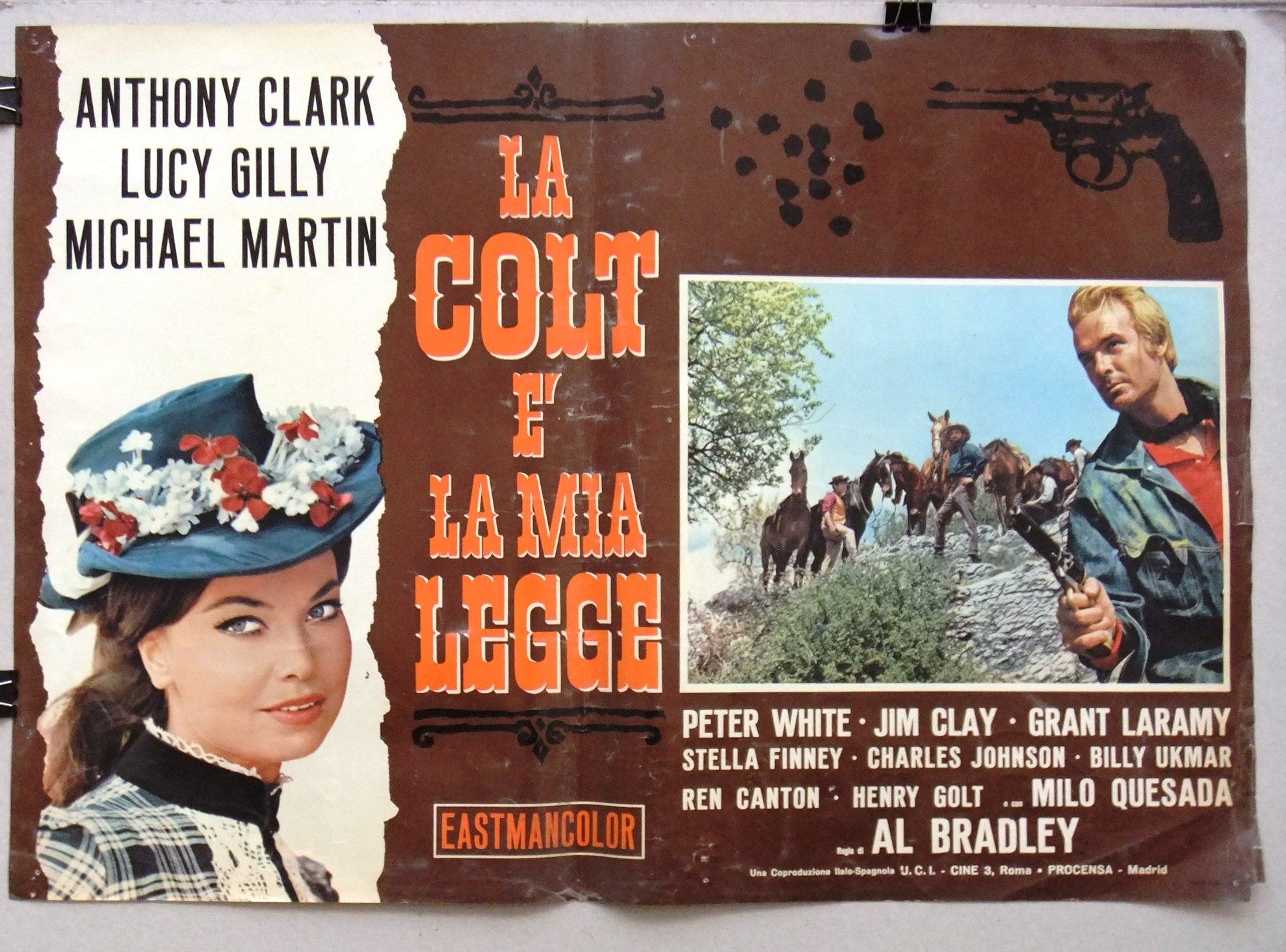 Vintage Italian Film Lobby Cards Set of 10 - La Colt E La Mia Legge (Anthony Clark) 1960s Cinema Memorabilia for Movie Collectors & Home Theater Decor