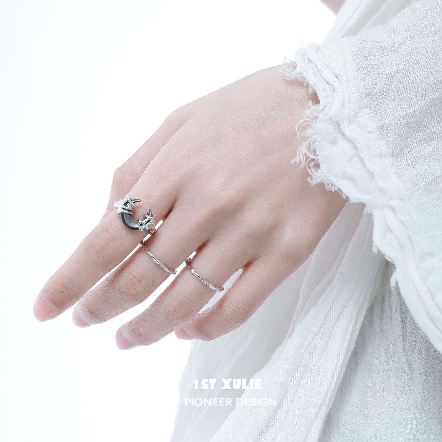 MYTH OF THE MOON Sterling Silver Adjustable Opening Ring™ - Elegant Stackable Jewelry for Women, Perfect for Everyday Wear, Gifts & Special Occasions
