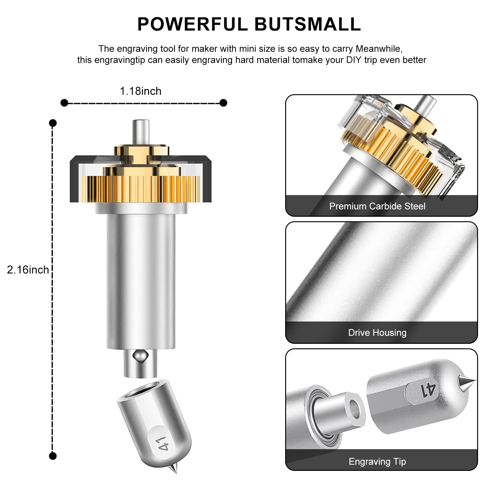 Premium Tungsten Steel Engraving Tip with QuickSwap Housing for Cricut Maker 3/4 & Maker – Compatible with Cricut Accessories – Perfect for Glass, Acrylic, Metal Engraving – DIY Crafts, Personalized Gifts & Home Decor Projects