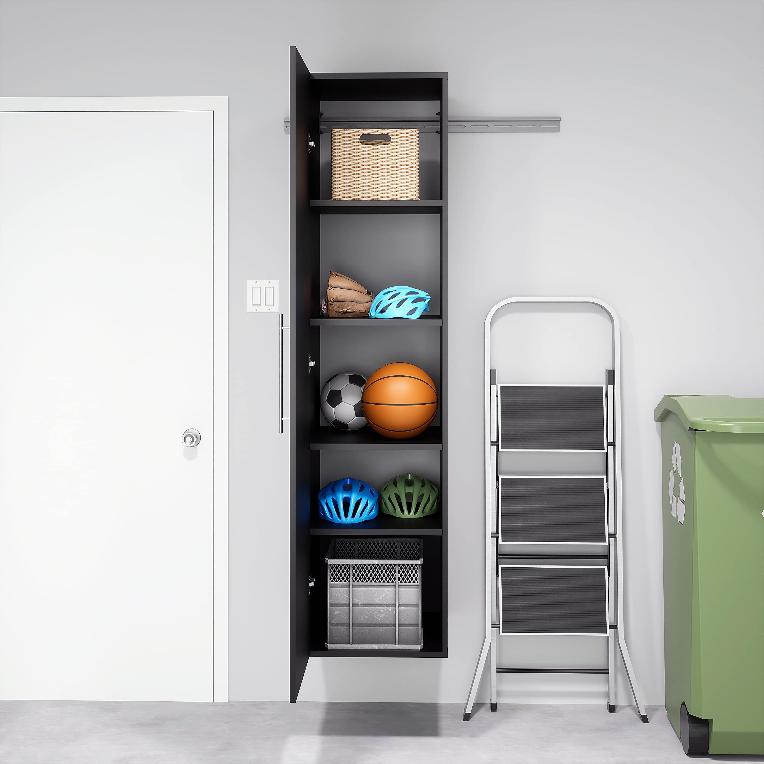 Prepac Black Wall Mounted Garage Storage Cabinet - 18