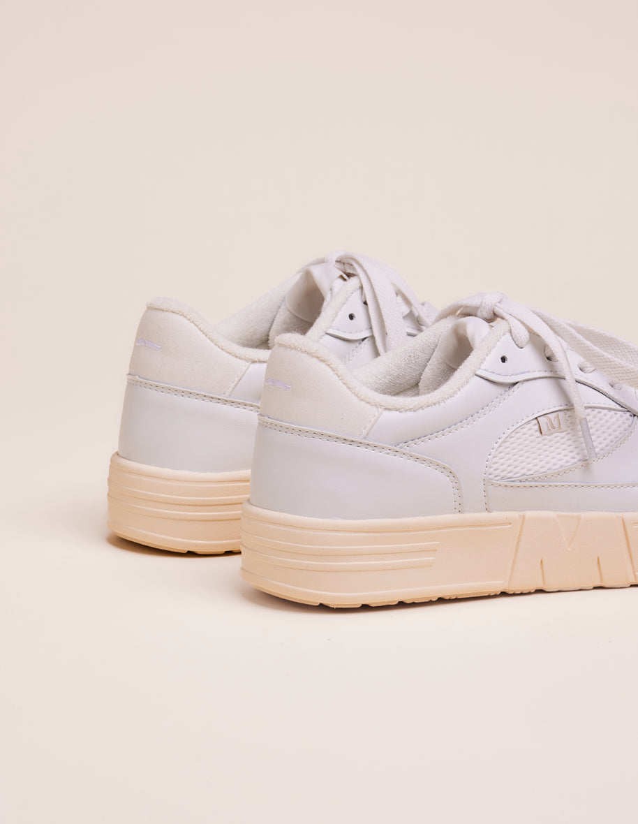 Eco-Friendly White Vegan Suede & Recycled Leather Low Baskets - Perfect for Casual Outfits, Office Wear, and Sustainable Fashion Lovers