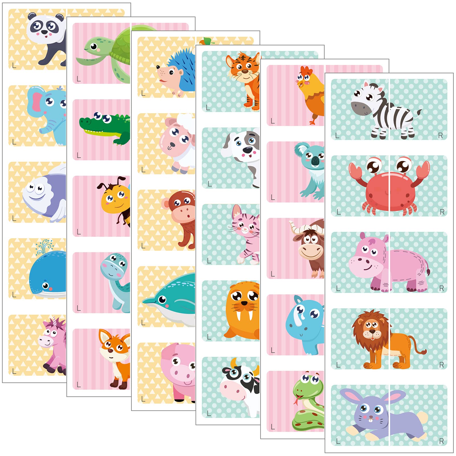 60 Pairs Cute Animal Shoe Stickers for Kids - Left & Right Foot Non-Slip Labels for Toddler & Children's Shoes - Fun Classroom, Daycare & Sports Organization Accessories