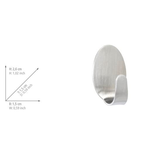 WENKO Dwarf Stainless Steel Wall Hooks - Set of 4, Matt Silver Finish for Bathroom, Kitchen & Entryway Organization | Heavy Duty Coat Hooks for Hanging Towels, Robes, Bags & More