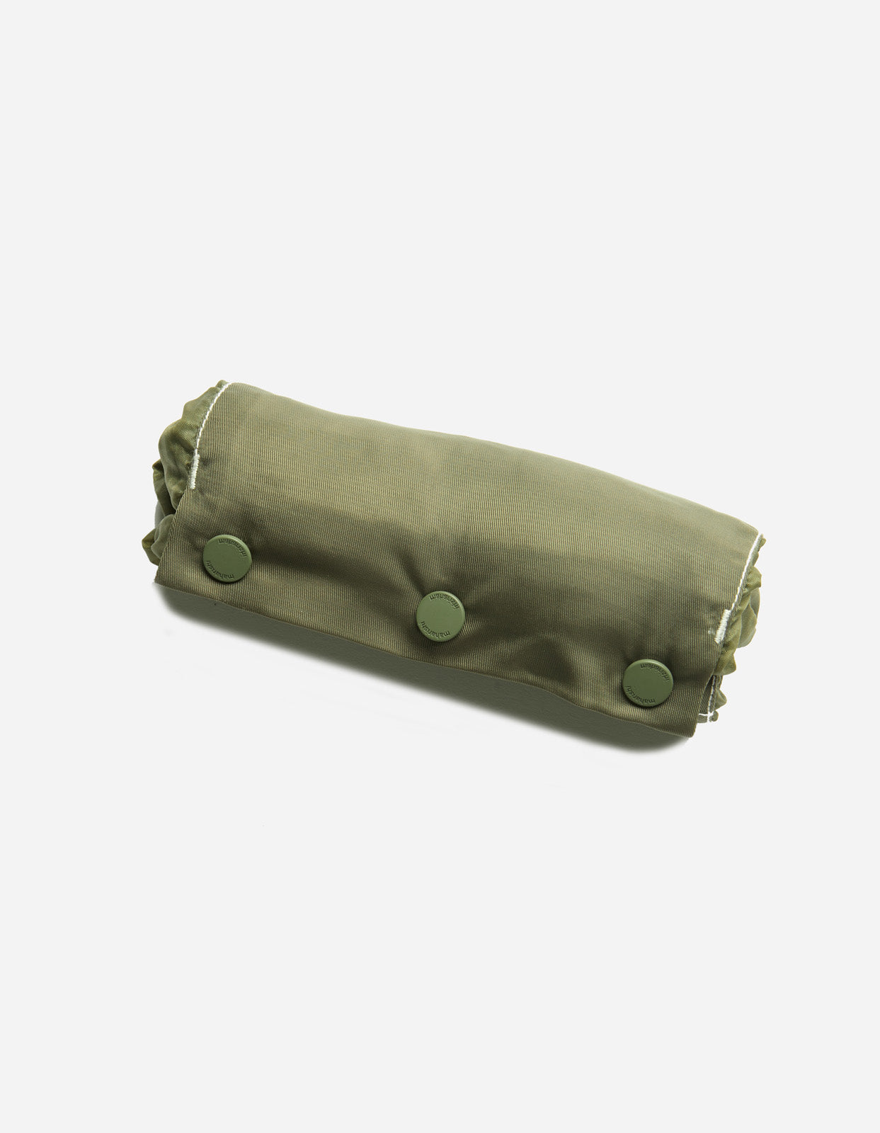 Eco-Friendly Upcycled Rollaway Shopping Bag - Olive Green Reusable Grocery Tote for Sustainable Shopping, Farmers Market & Travel