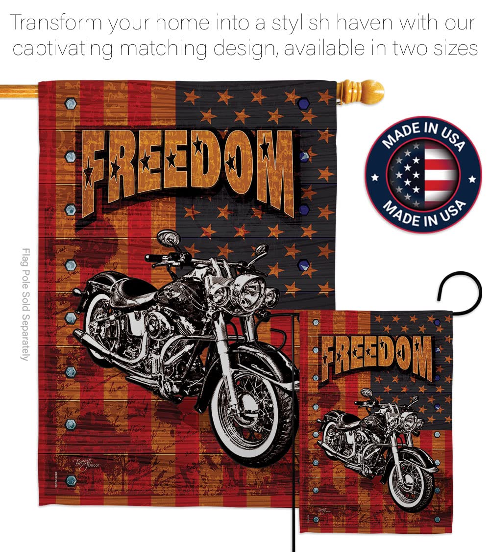 Americana Motorcycle Banner - Patriotic Vertical Garden Flag 13x18.5in for Outdoor Decor