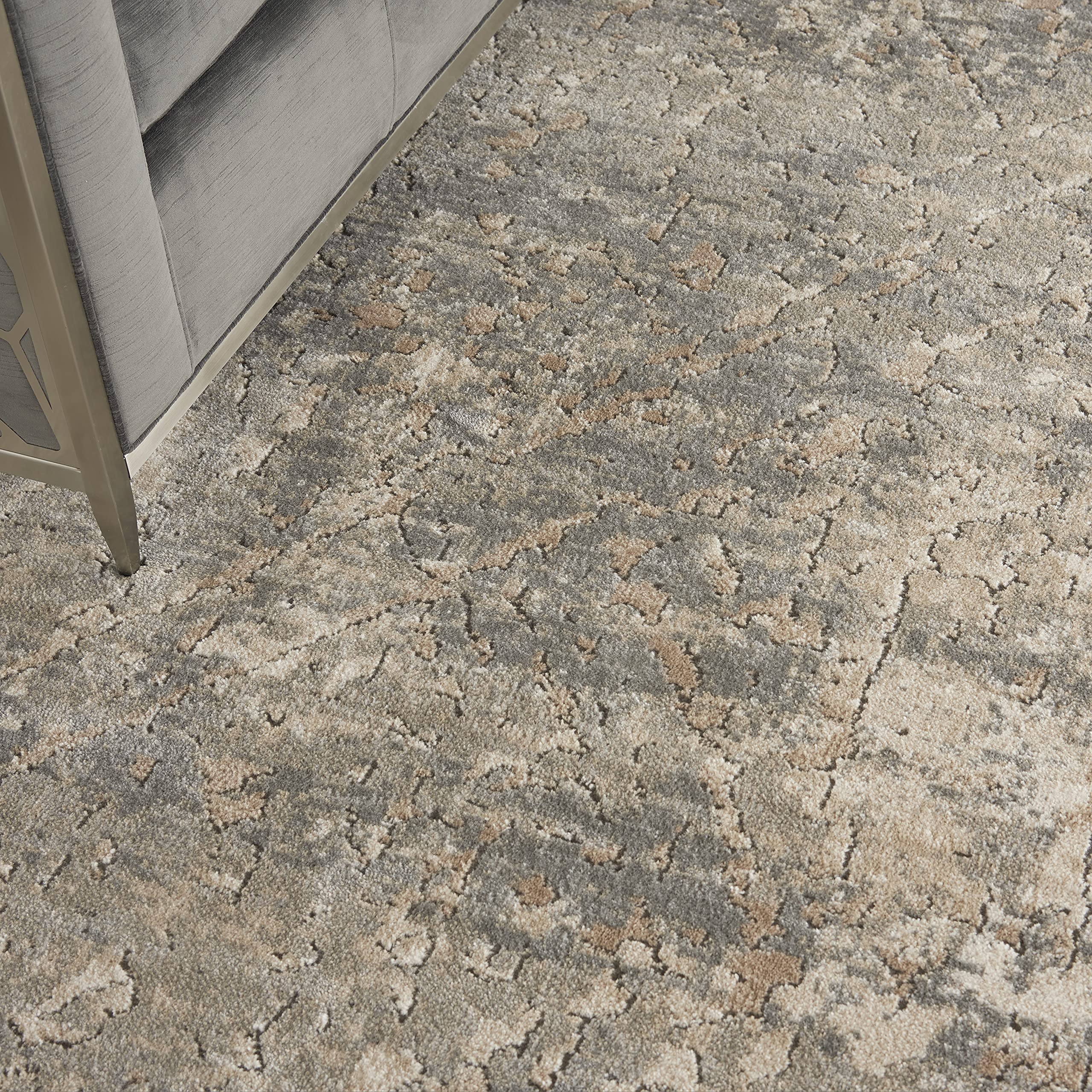 Nourison Concerto Abstract Beige/Grey 8x10 Area Rug - Easy to Clean, Non-Shedding, Soft & Durable - Perfect for Living Room, Bedroom, Dining Room & Kitchen Decor