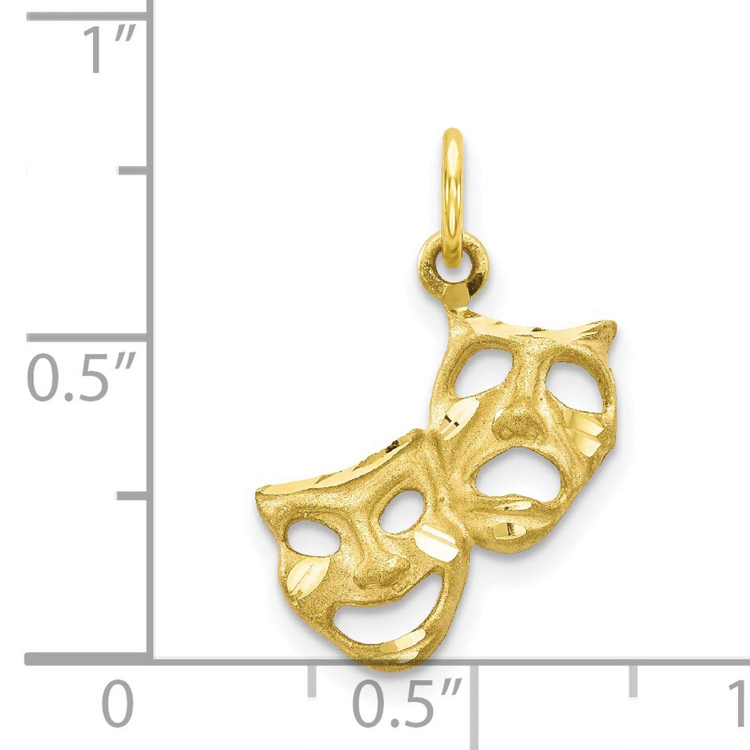 10K Yellow Gold Comedy and Tragedy Masks Charm Pendant - 21mm x 16mm - Perfect for Necklaces, Bracelets, and Theatrical Jewelry Gifts