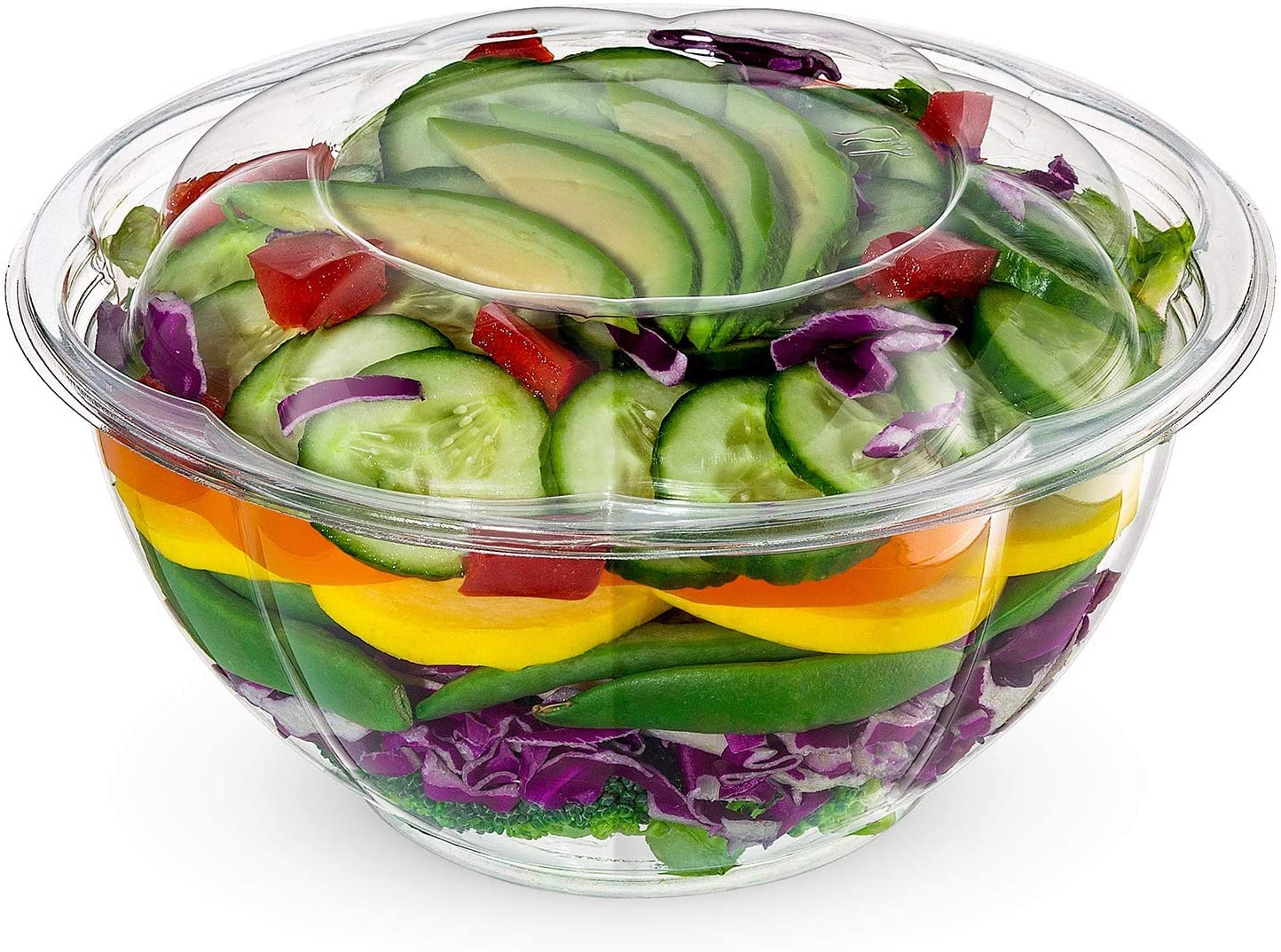 250 Pack 64 Oz Disposable Plastic Salad Bowls with Airtight Lids - BPA Free, Leakproof Food Storage Containers for Meal Prep, Catering, Parties & Picnics