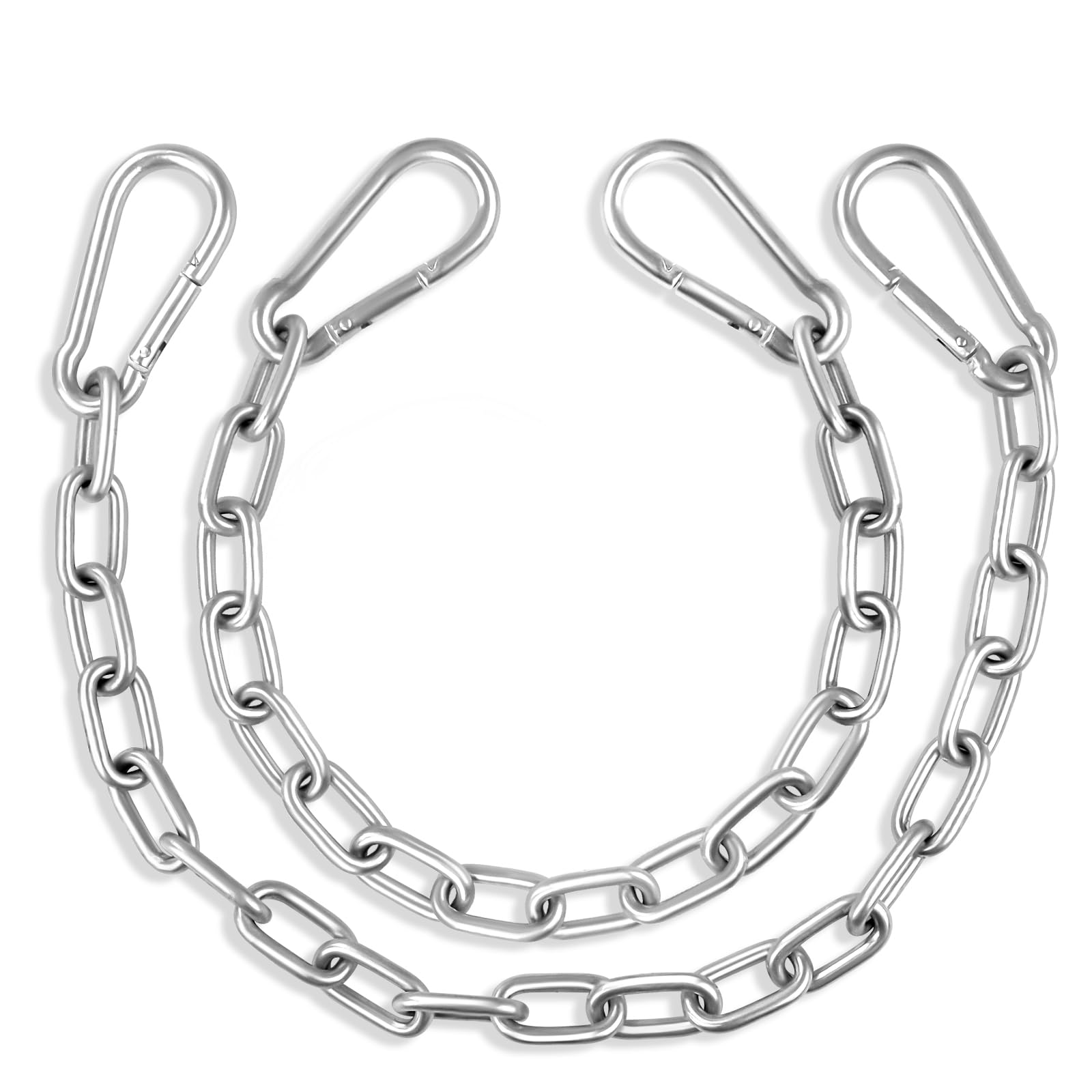 2 Pack Heavy Duty Punching Bag Chains - 550LB Capacity Hanging Swing Chain with 4 Carabiners - Durable Hammock Hardware Kit for Punching Bags, Swing Chairs, Hammocks & Trapeze Yoga - Perfect for Indoor & Outdoor Gym, Backyard, Garage & Martial Arts Training