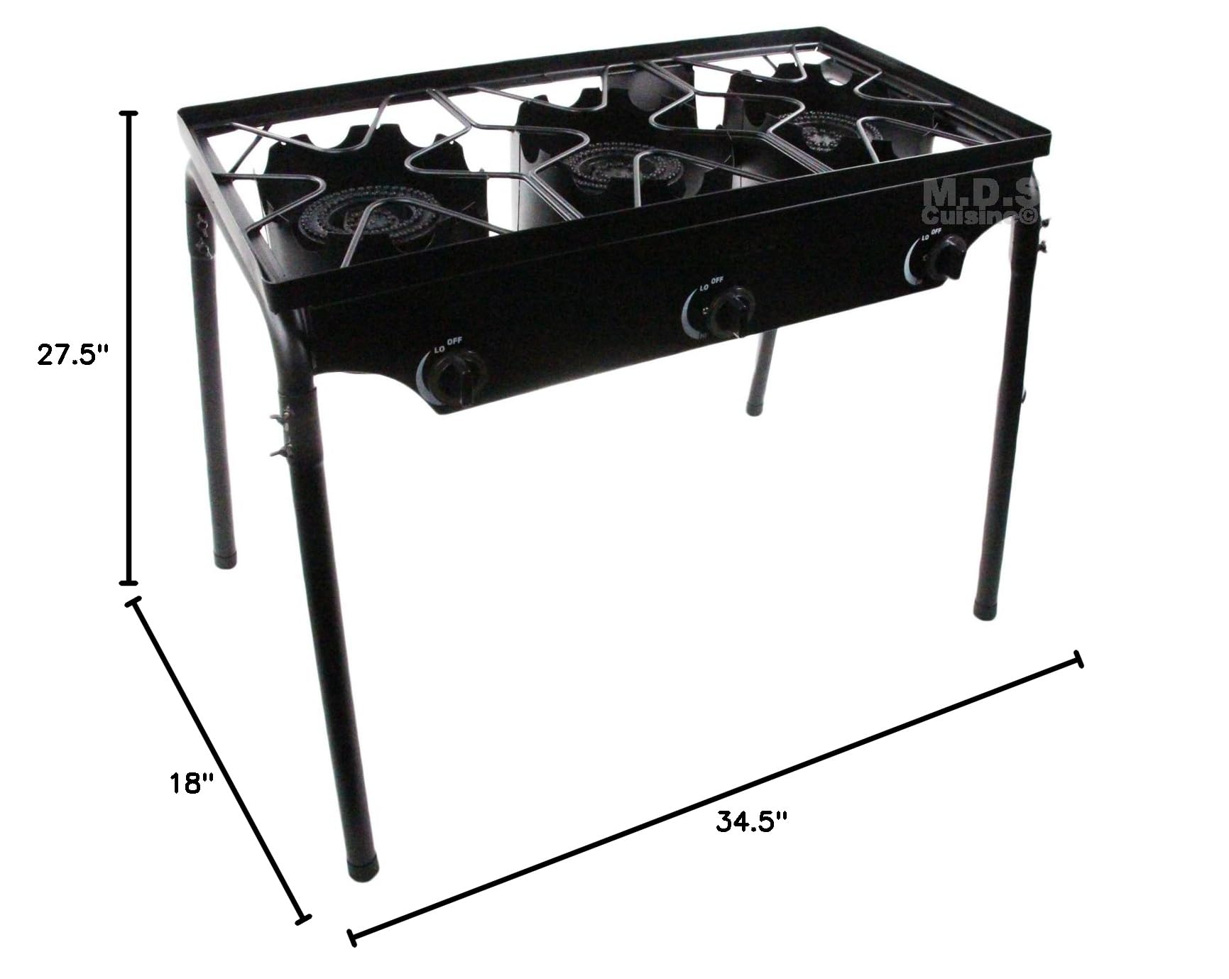 Heavy Duty Triple Burner Propane Gas Stove - Outdoor Camping & BBQ Grill Griddle for Backpacking, Tailgating, Picnics & RV Cooking